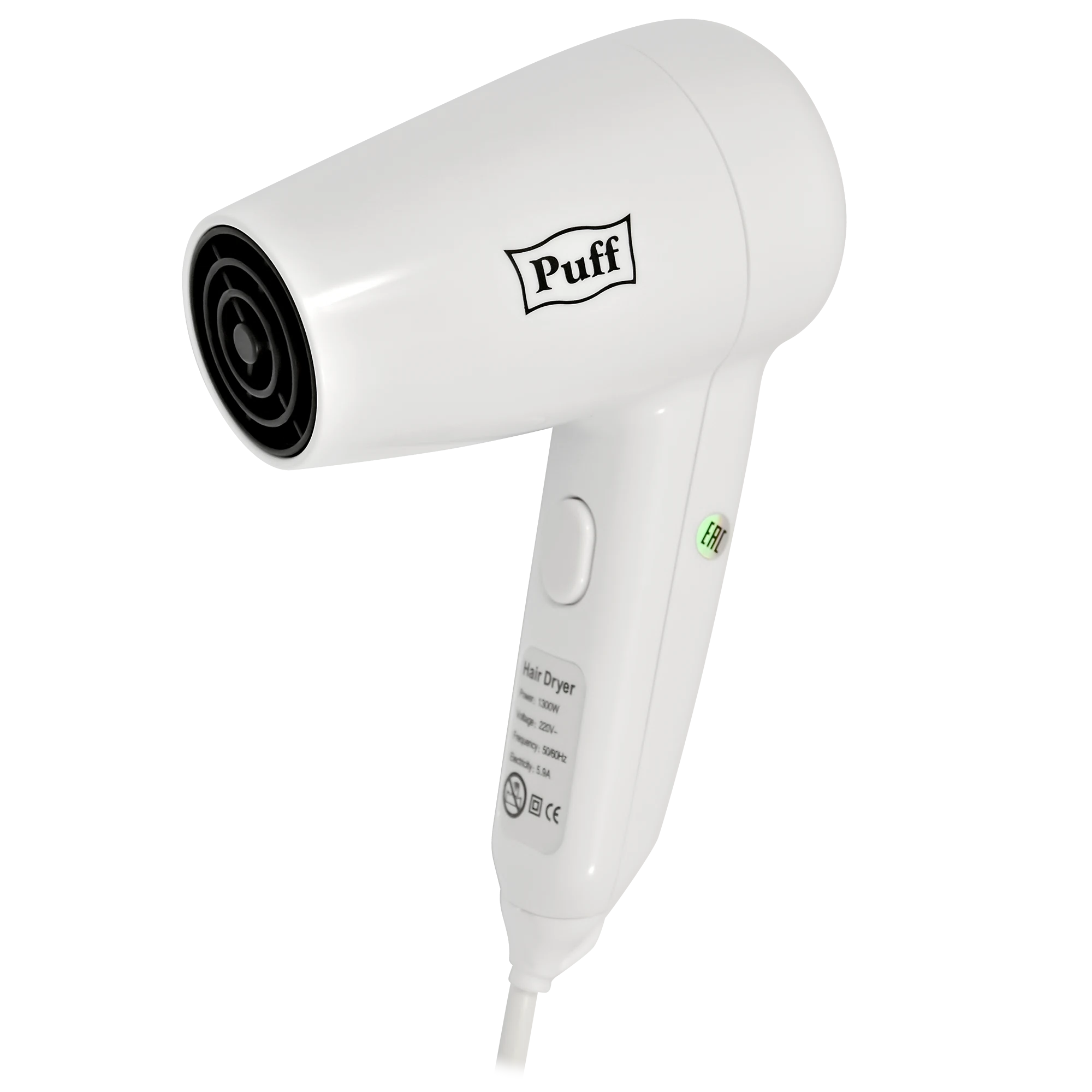 Изображение товара Фен для волос Puff-1300 белый мощностью 1300 Вт