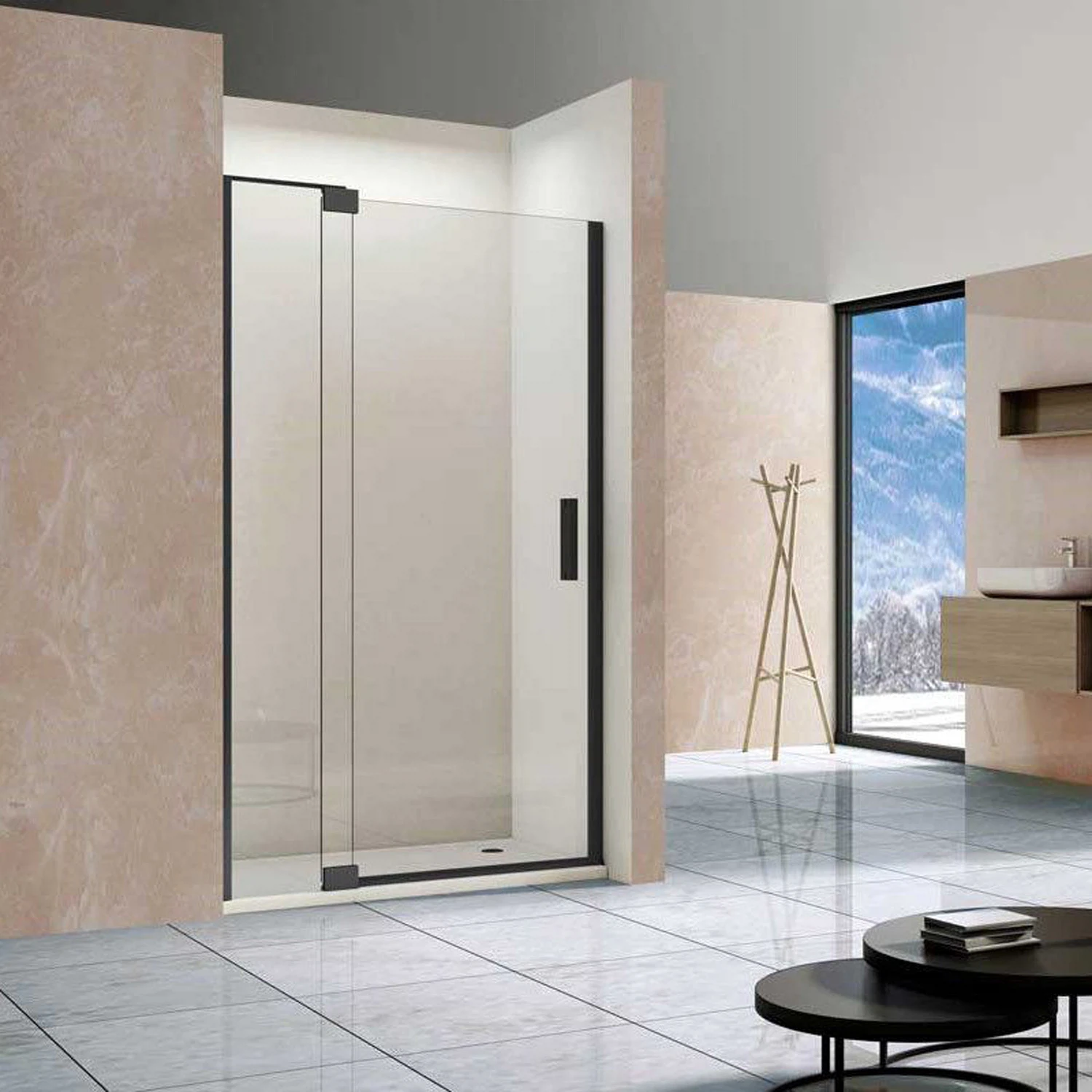 Изображение товара Душевая дверь Vincea Extra VDP-1E1011CLB 1000/1101х2000 черный стекло прозрачное