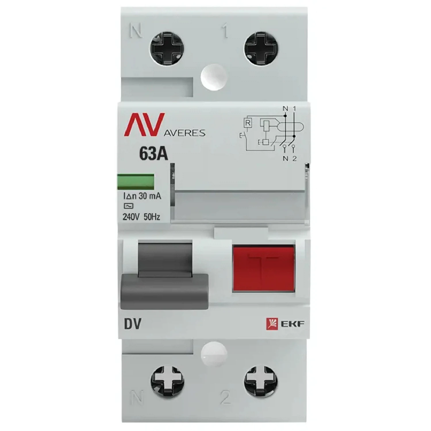 Изображение товара EKF AVERES Устройство защитного отключения DV 2P 63А/ 30мА (AC)
