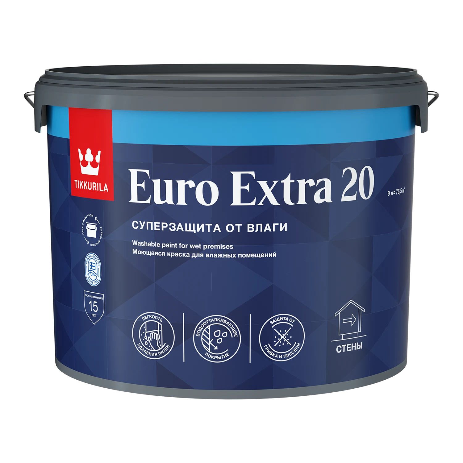 Изображение товара Краска TIKKURILA EURO EXTRA 20 моющаяся для влажных помещений, база A (9л) Изображение товара Краска TIKKURILA EURO EXTRA 20 моющаяся для влажных помещений, база A (9л)