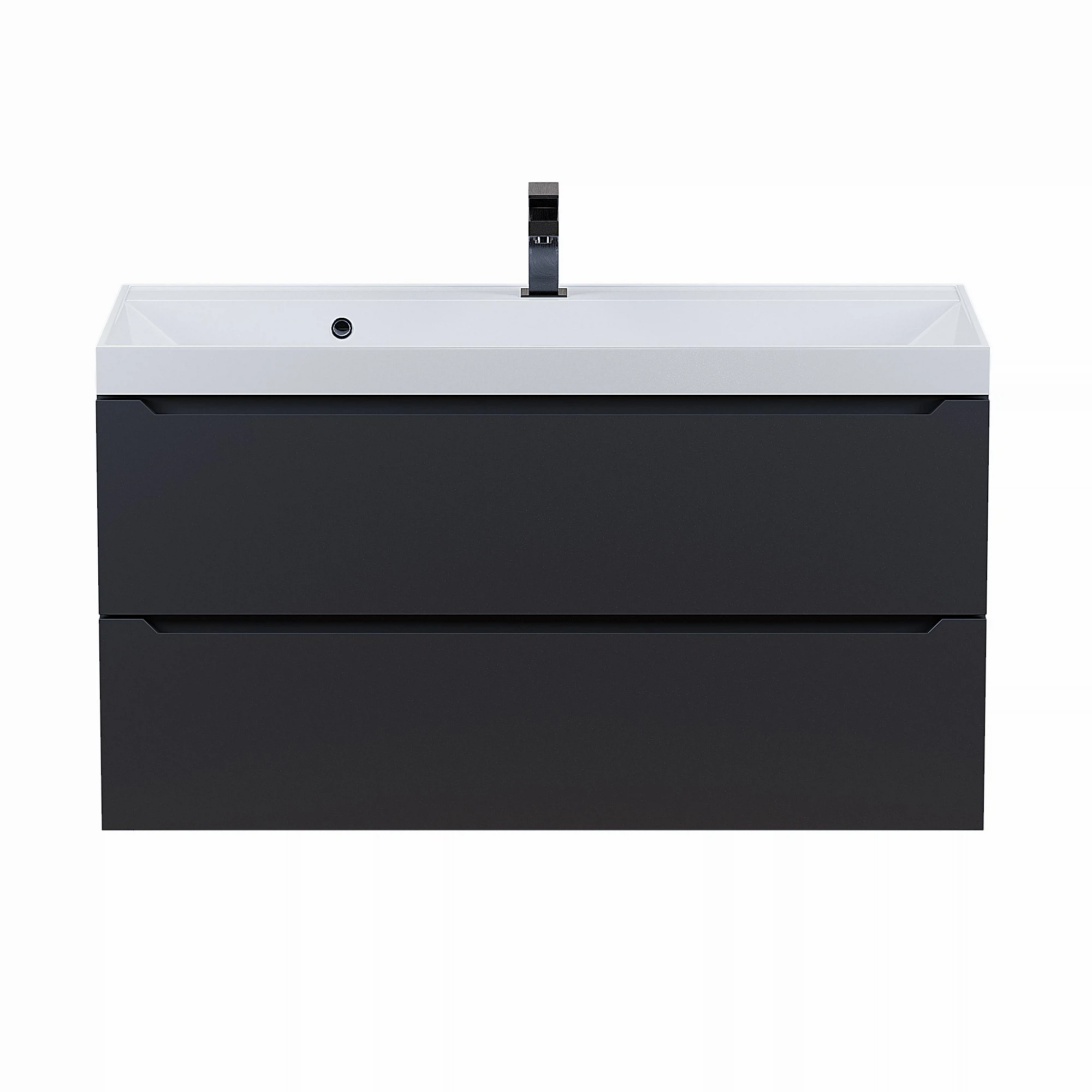 Изображение товара Тумба с раковиной для ванной комнаты Uperwood Tanos 100х45х55 см, черная подвесная