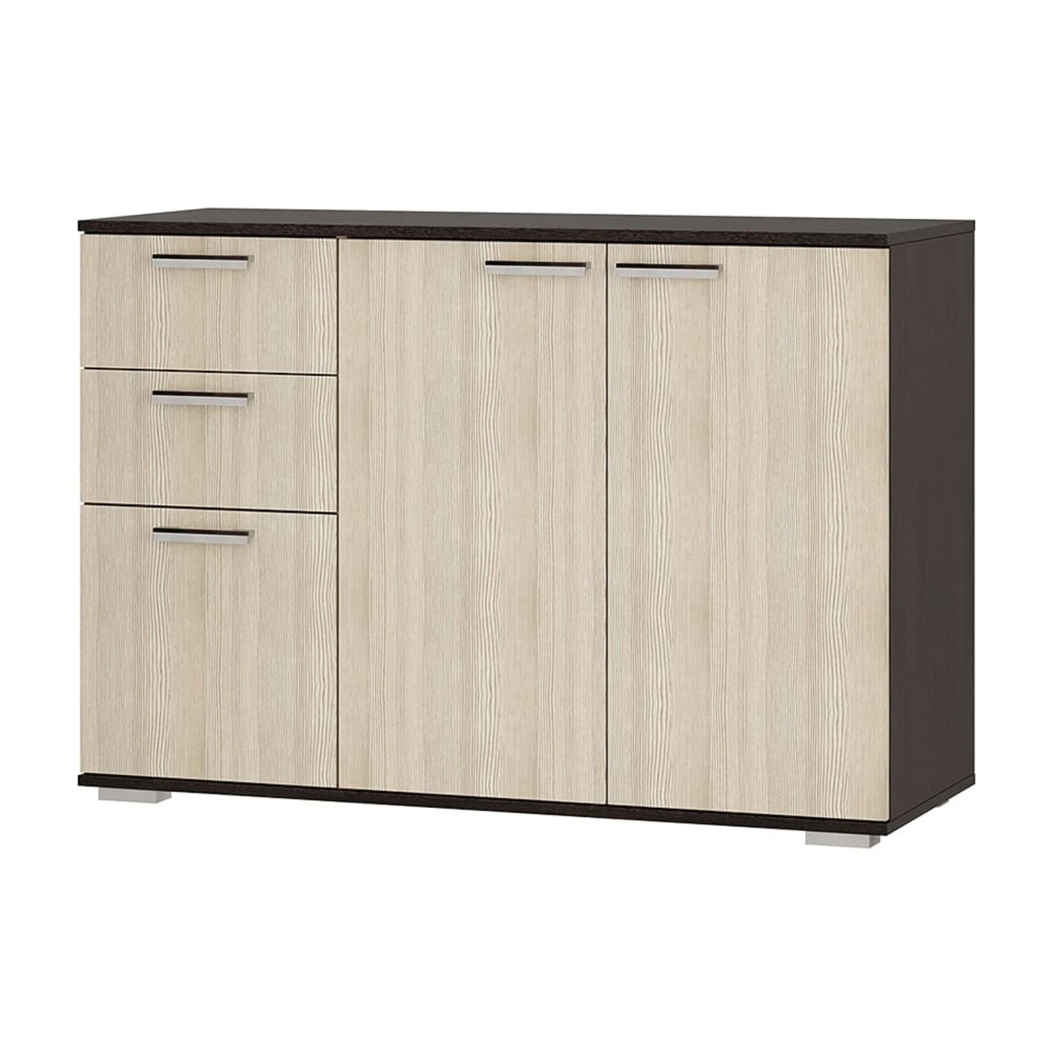 Изображение товара Комод длинный Стандарт 3 NEW венге лоредо 120x82.8 см мебель для хранения