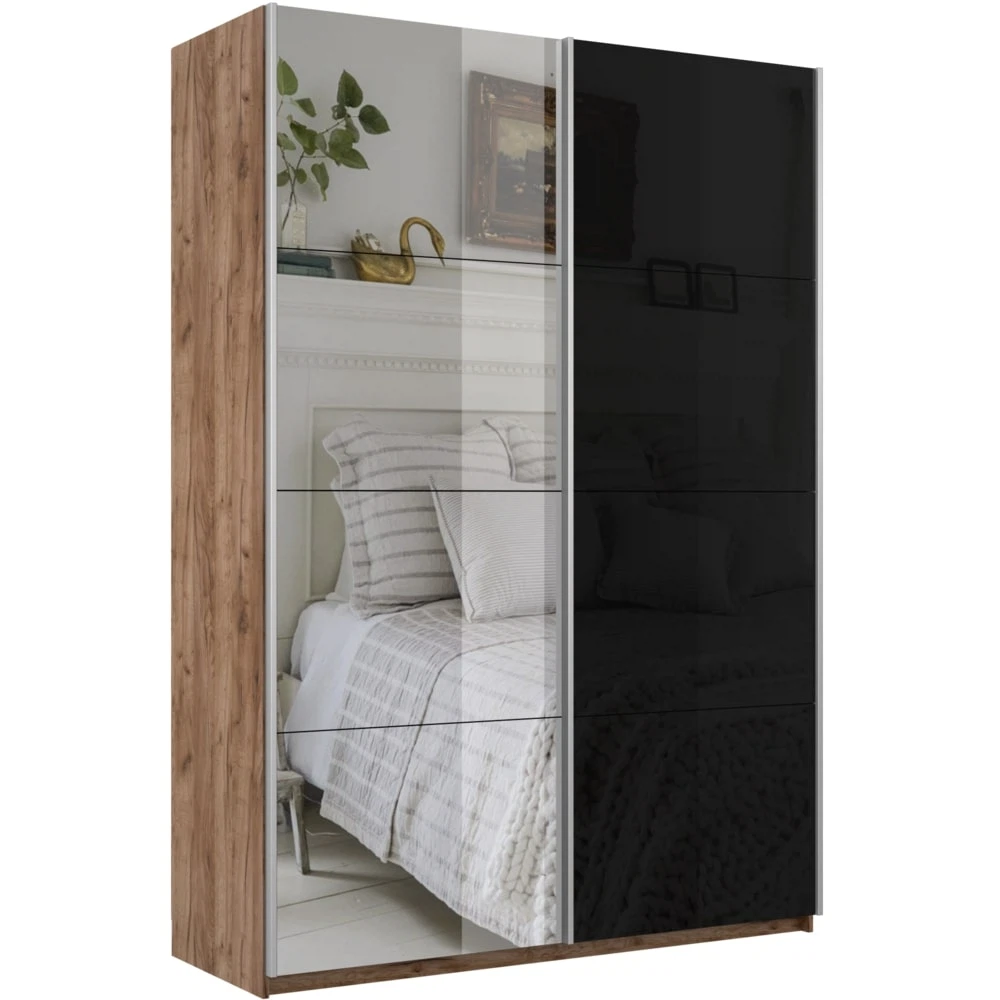 Изображение товара Шкаф-купе Прайм 2-х дверный зеркало стекло черное 140х57х230 см