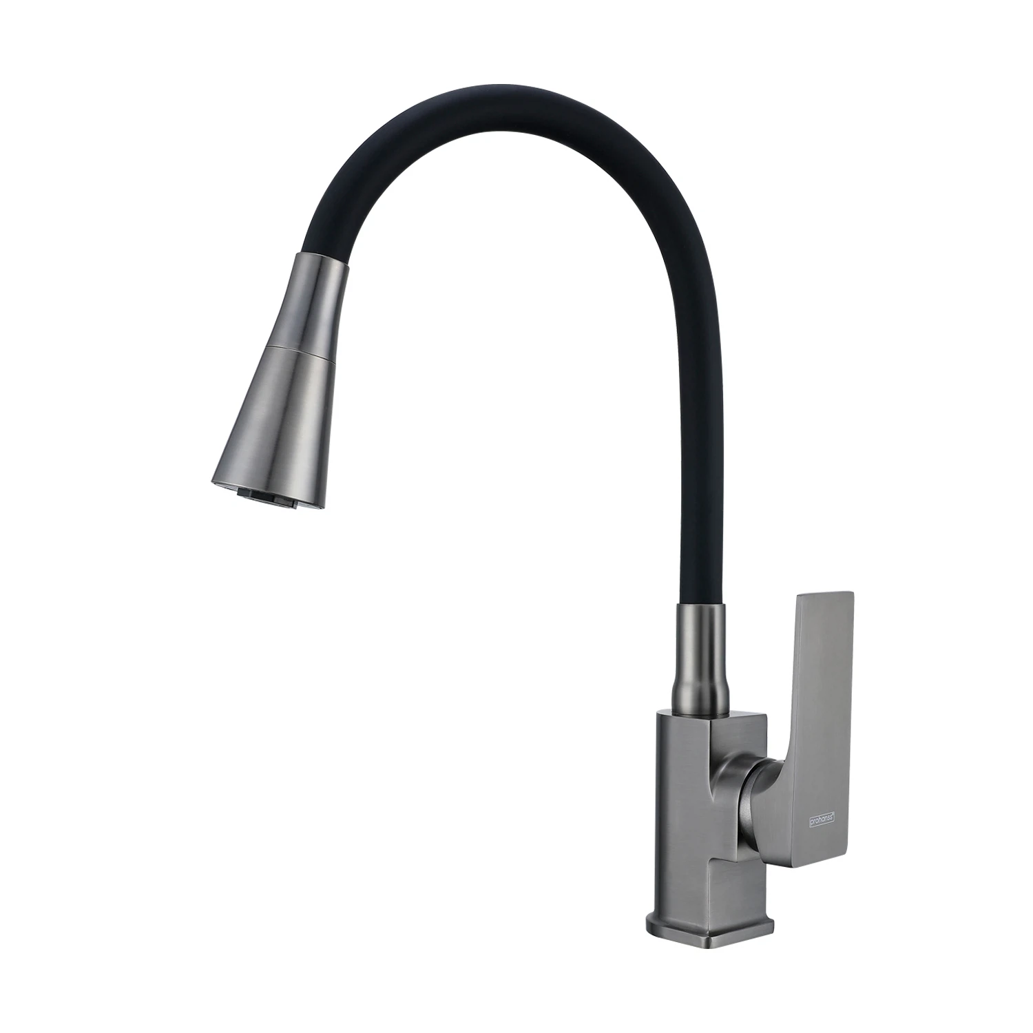 Изображение товара Смеситель Prohanss P61.4406.09 для кухни высокий гибкий излив, графит