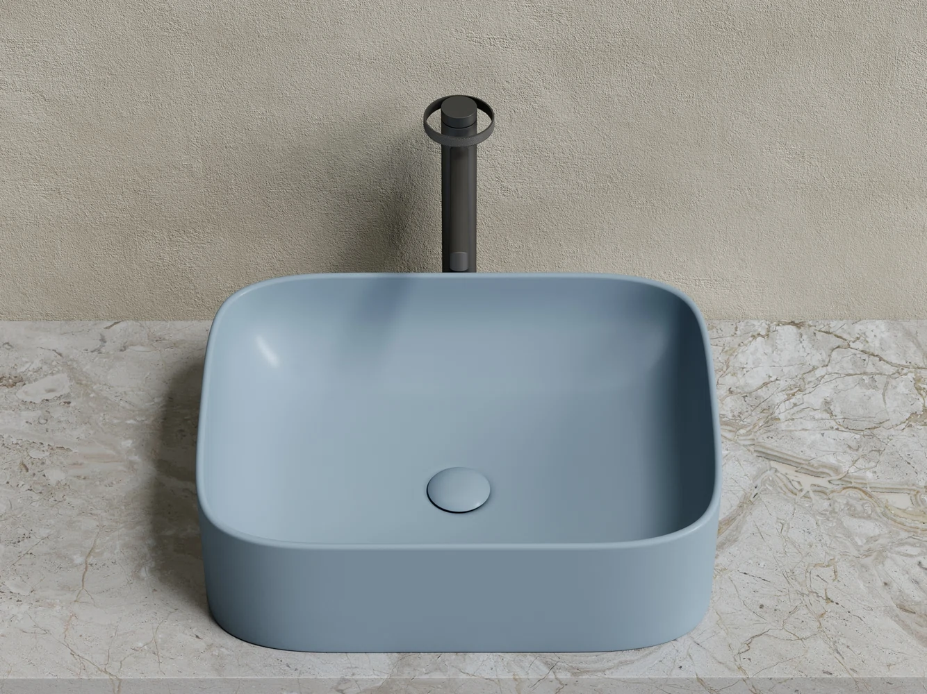 Изображение товара Умывальник накладной прямоугольный серия Element 505x380 мм голубая