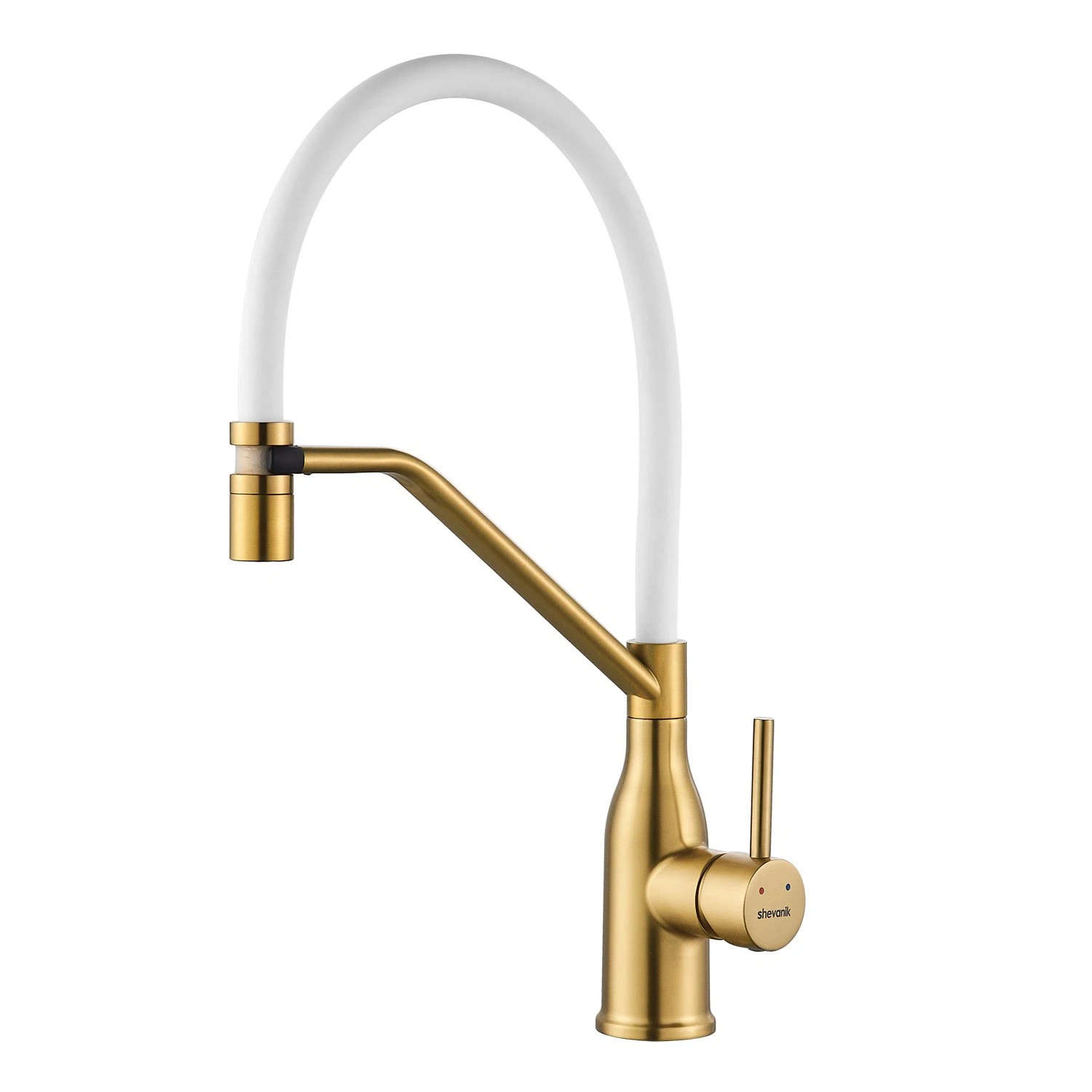 Изображение товара Смеситель для кухни с гибким изливом Shevanik S343G-1, золотой сатин