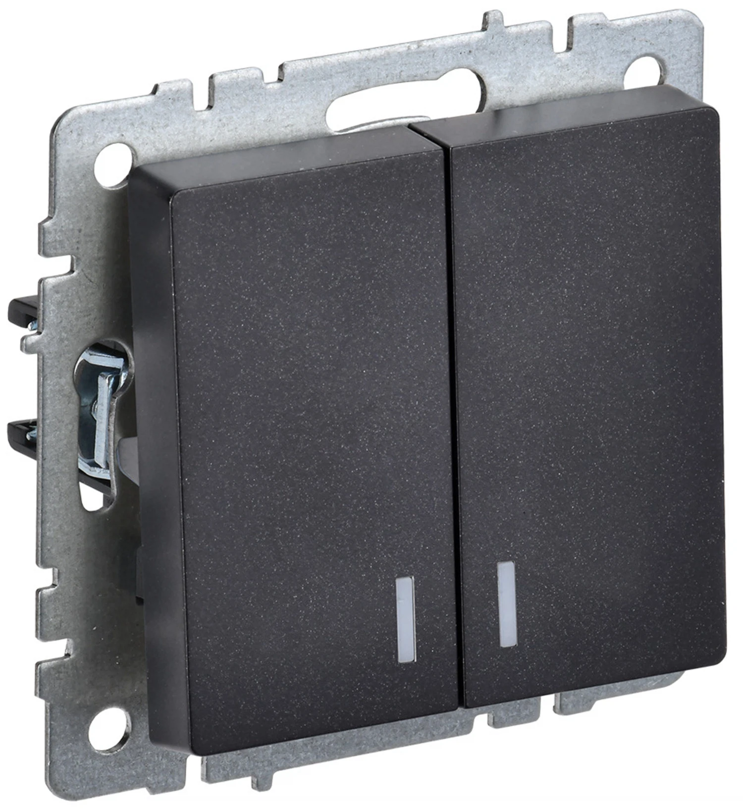 Изображение товара Выключатель IEK BRITE BASE Черный 2-кл с индикатором