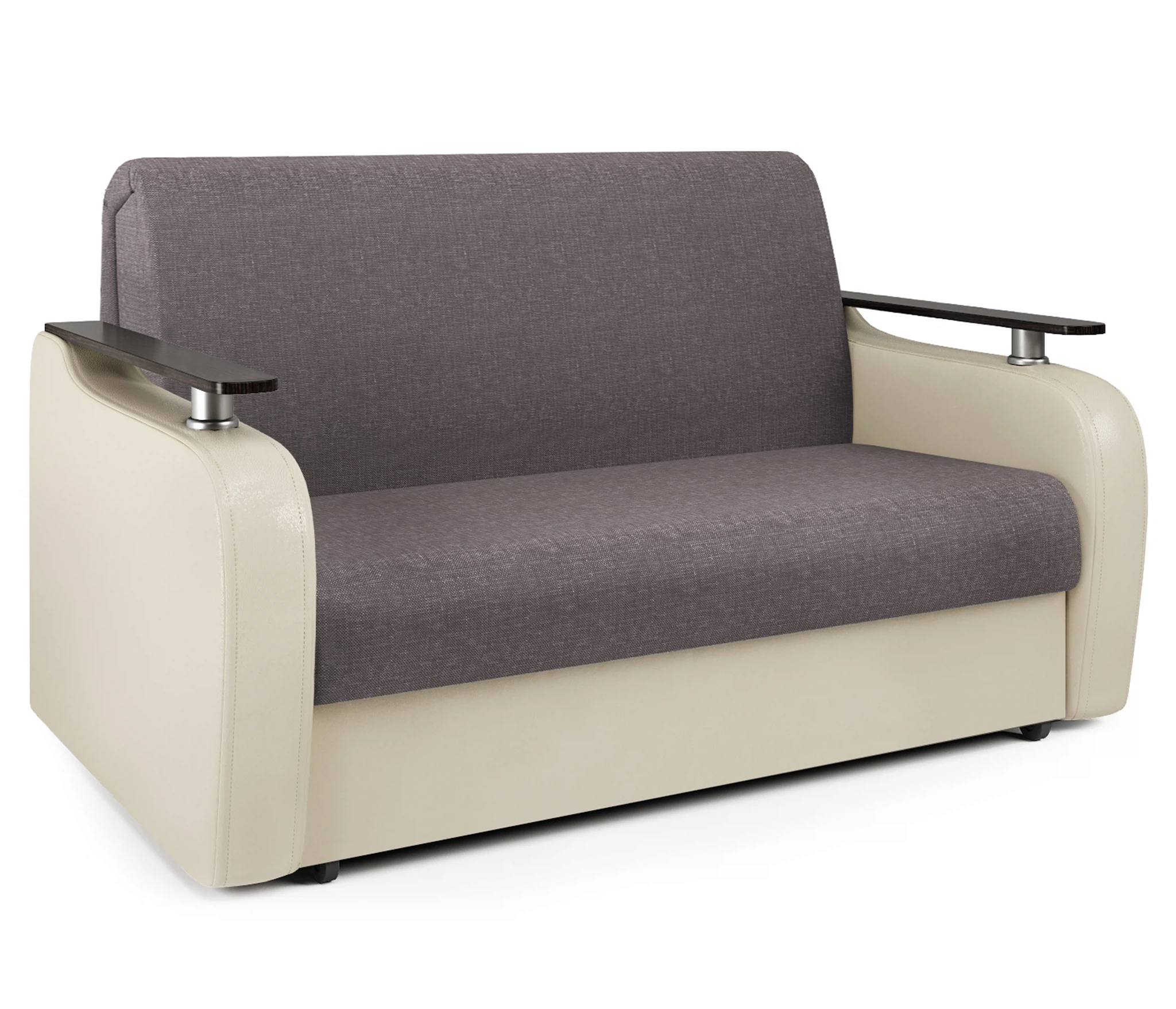 Изображение товара Диван аккордеон Гранд Д 120 рогожка латте и экокожа беж