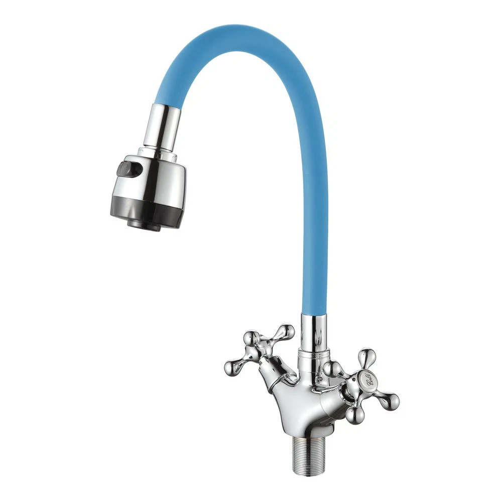 Изображение товара Смеситель для кухни с гибким изливом D-Lin D153810-6T, хром/синий