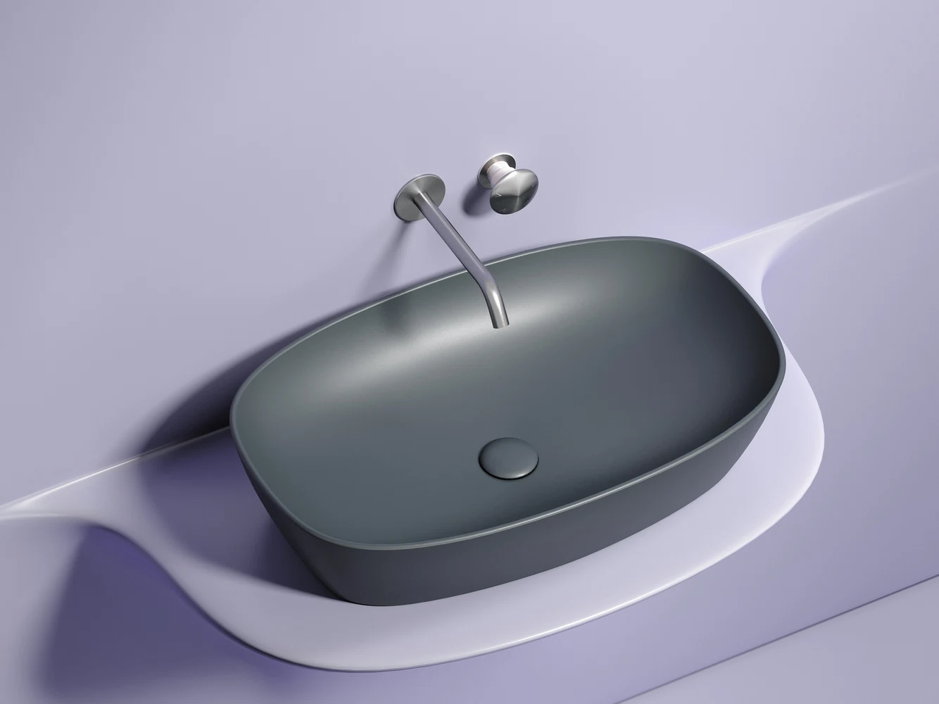 Изображение товара Умывальник чаша накладная овальная Темный Антрацит Матовый 600x380мм