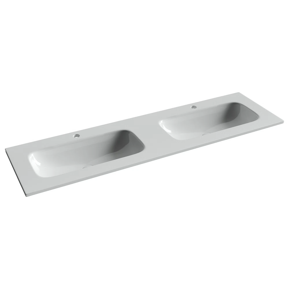 Изображение товара Раковина накладная мебельная CERAMICANOVA Grace прямоугольная 1610x457x137 с двумя чашами и отверстиями под смеситель цвет белый CN7023