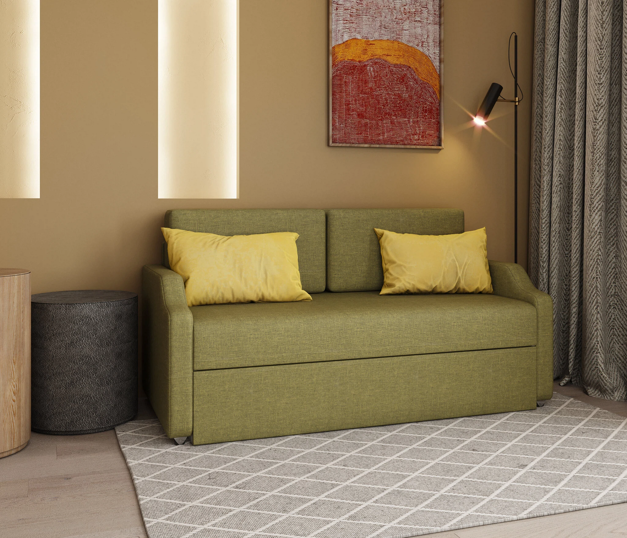 Изображение товара Кушетка Малыш зеленая рогожка - удобство и стиль