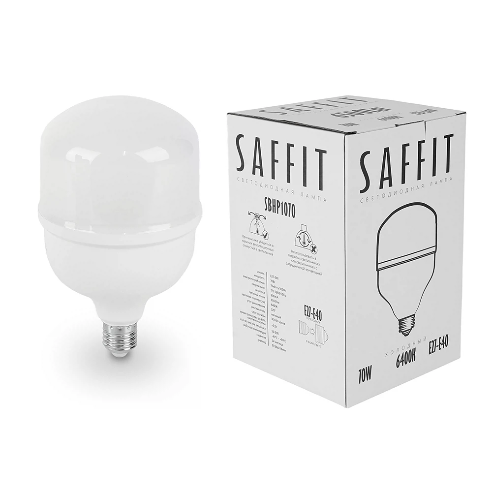 Изображение товара Лампа светодиодная SAFFIT SBHP1070 E27-E40 70W 230V 6400K Изображение товара Лампа светодиодная SAFFIT SBHP1070 E27-E40 70W 230V 6400K