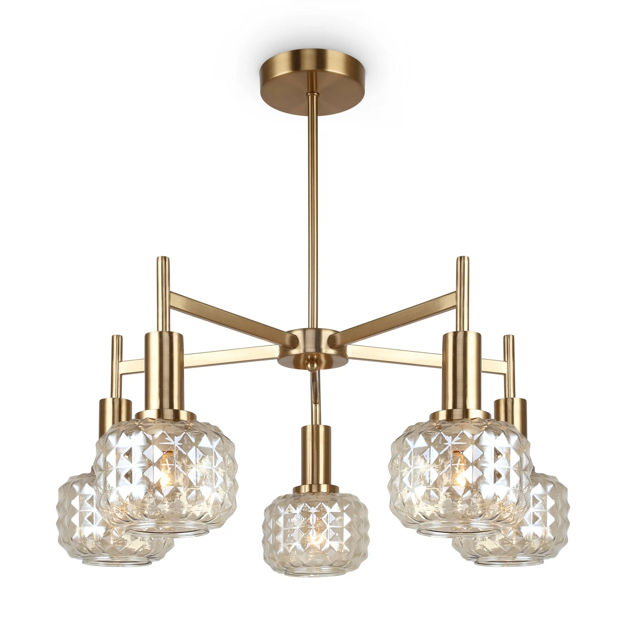 Изображение товара Люстра Freya FERO FR5366CL-05BS с пятю лампами и стеклянными плафонами