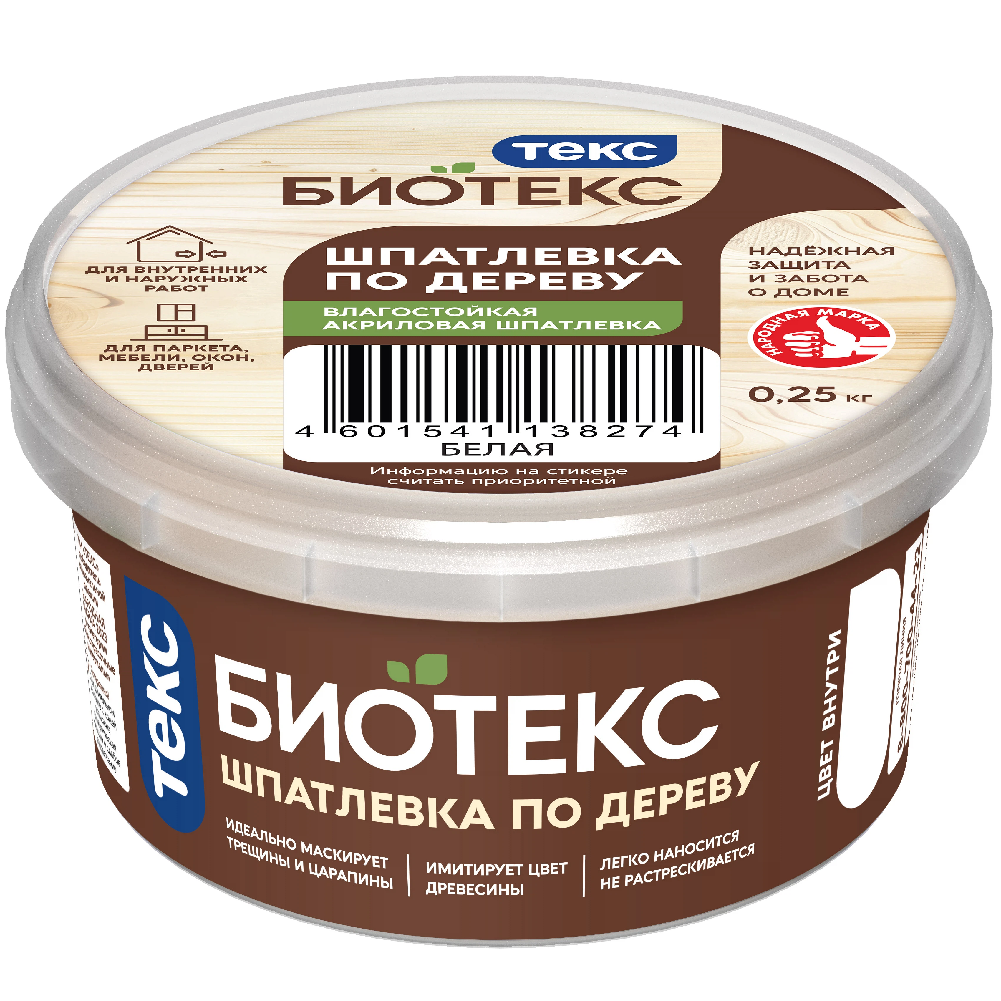 Изображение товара Шпатлевка ТЕКС ПРОФИ по дереву универсальная, акриловая, белый (0,25кг)