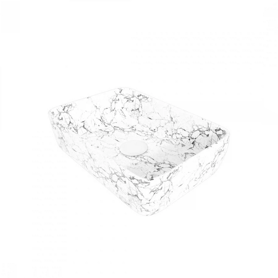 Изображение товара Раковина Maretti UM13NS03-740MR Чаша белый мрамор – Санфарфор, 475x370 мм