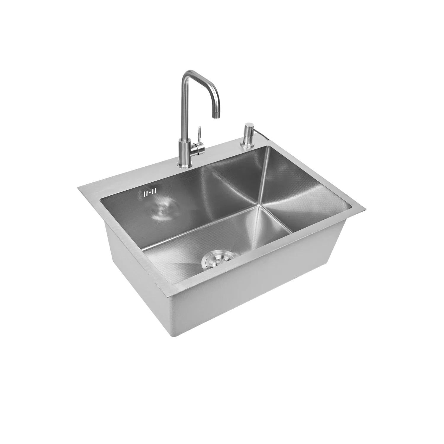 Изображение товара Мойка для кухни нержавеющая 60х45. Смеситель, сифон с ведерком, дозатор. WS36045/W02-114/W405A/W4998-4