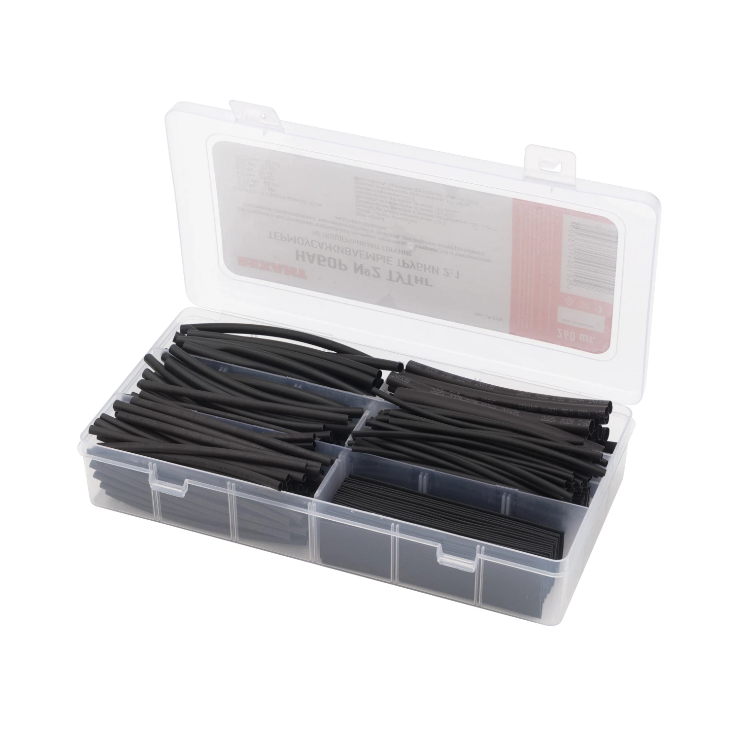 Изображение товара Набор термоусаживаемых трубок REXANT 260 шт черный 2:1 для изоляции и защиты проводов