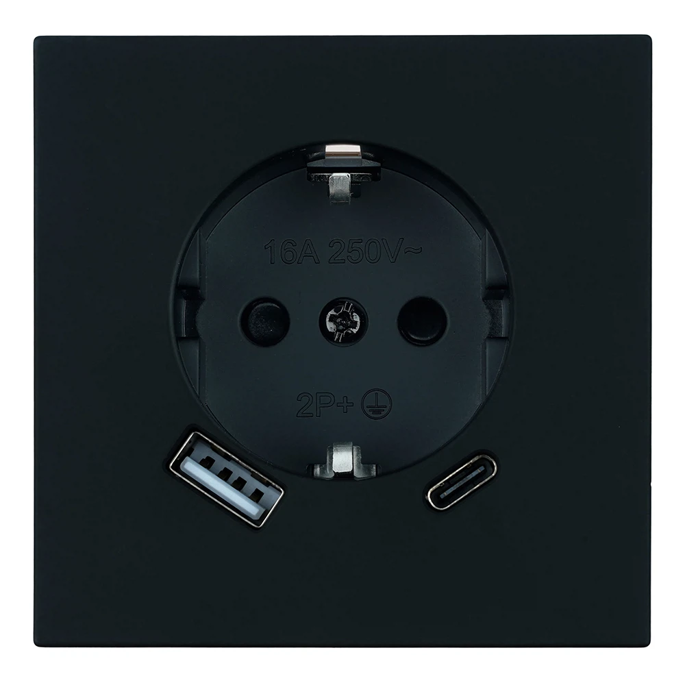 Изображение товара Розетка с USB и Type C STEKKER Мия 16А с защитой и встроенными портами