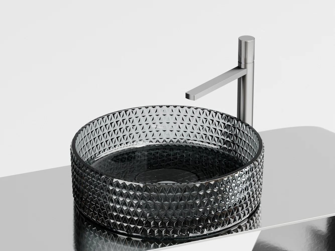 Изображение товара Умывальник накладной круглый Cristal черный 360x360 мм с гарантией 10 лет