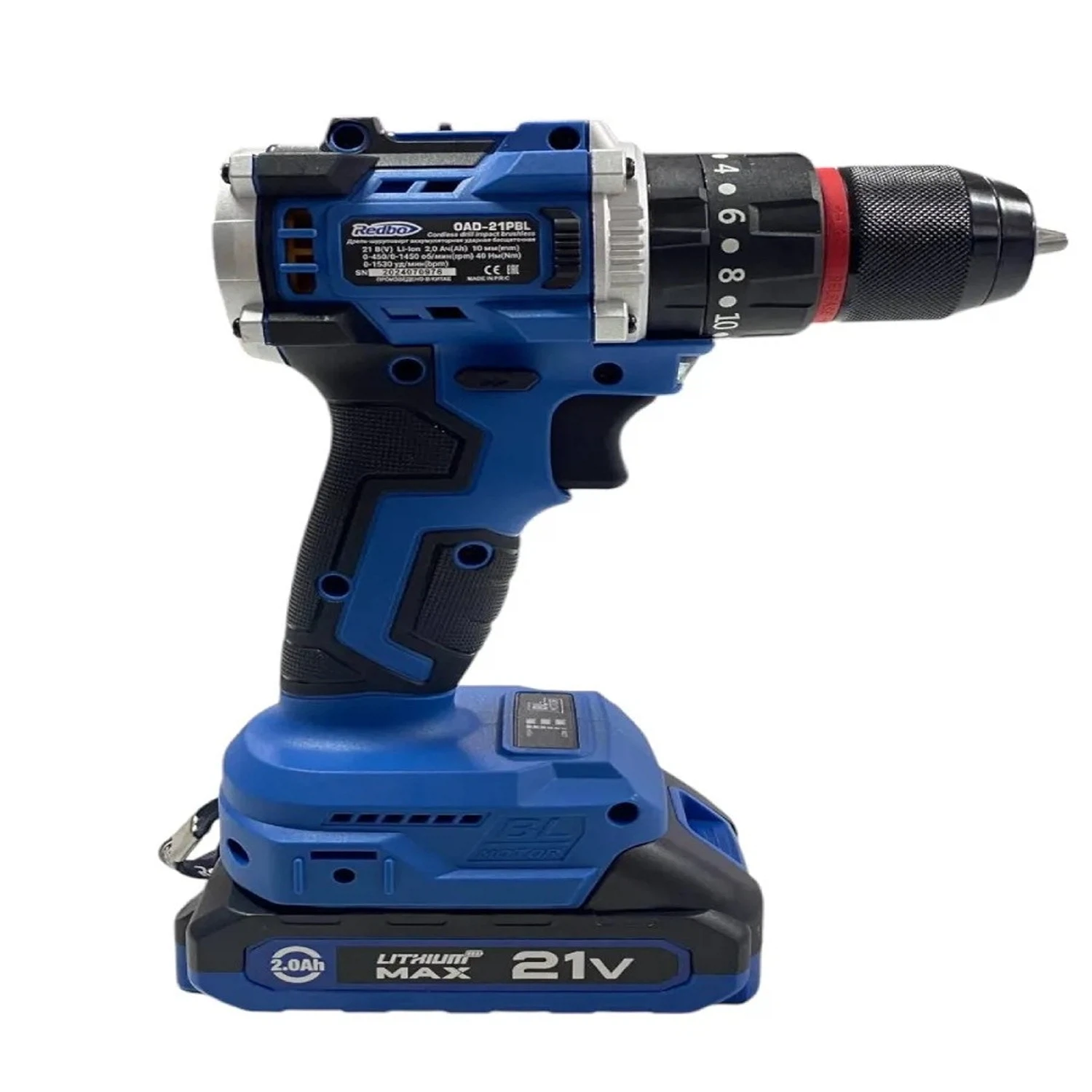 Изображение товара Дрель (шуруповерт) аккумуляторная бесщеточная REDBO OAD-21PBL (21В, 40Н.м.)