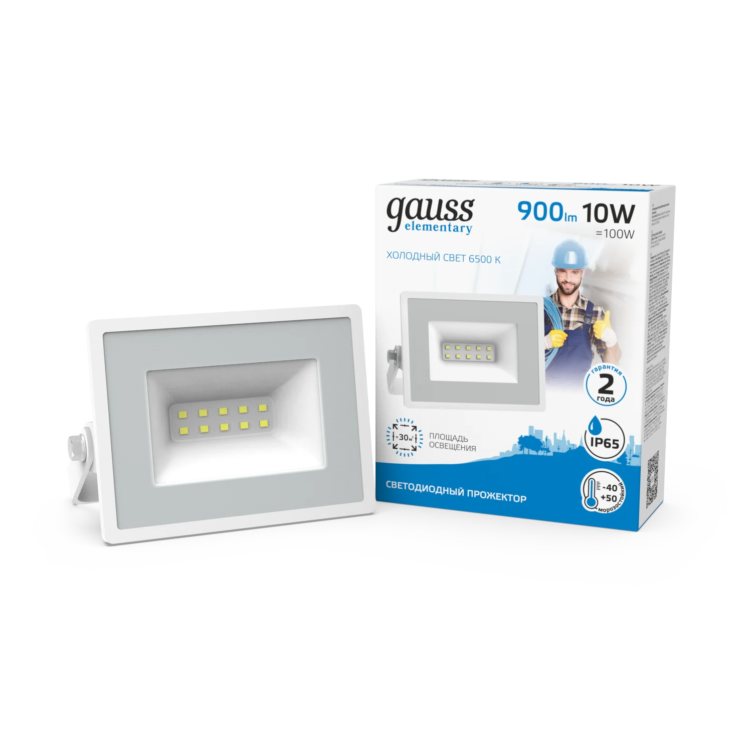 Изображение товара Прожектор светодиодный Gauss Elementary G2 10W 900lm IP65 6500К белый 1/60