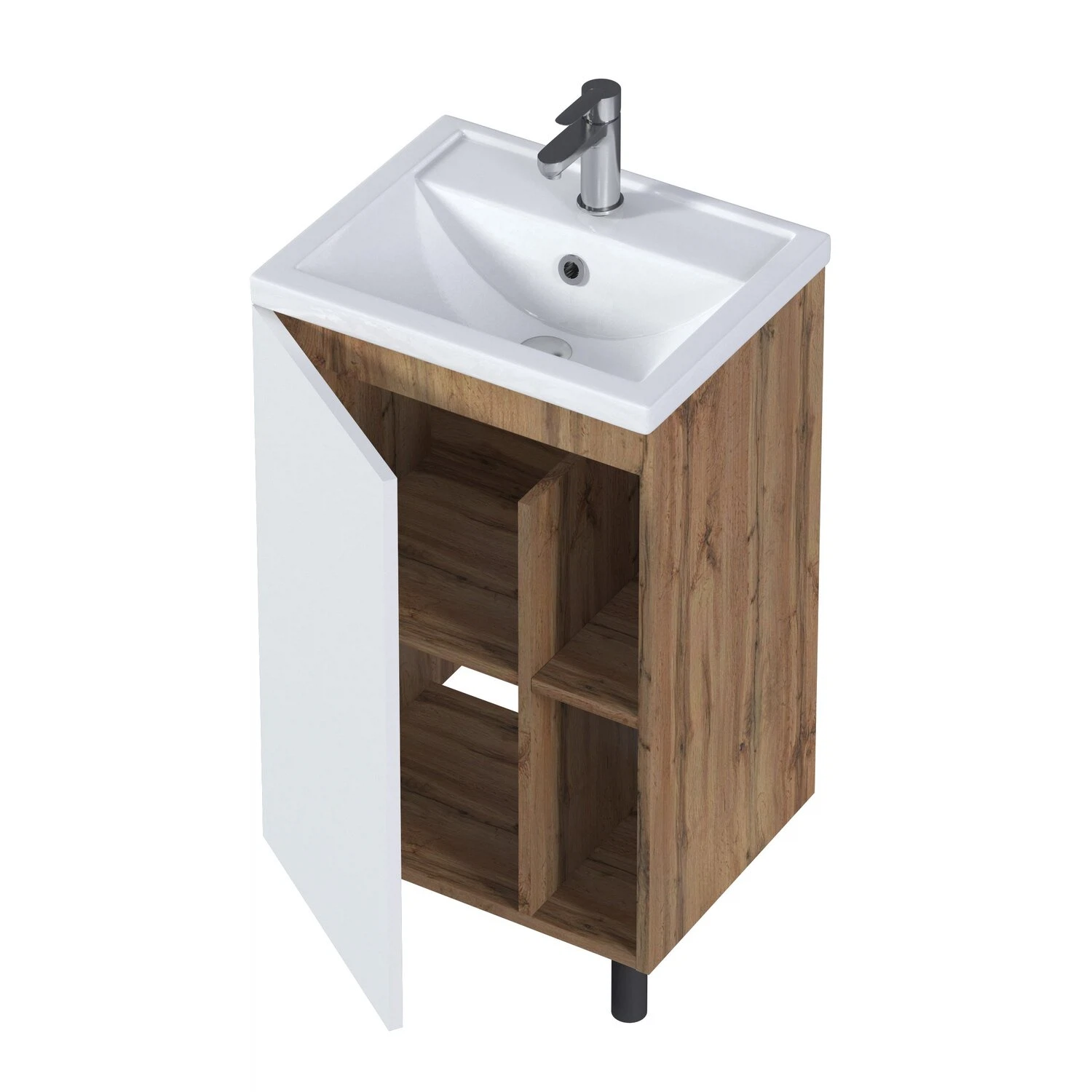 Изображение товара Тумба с раковиной для ванной комнаты Orlan 50 см белая из влагостойкого ЛДСП