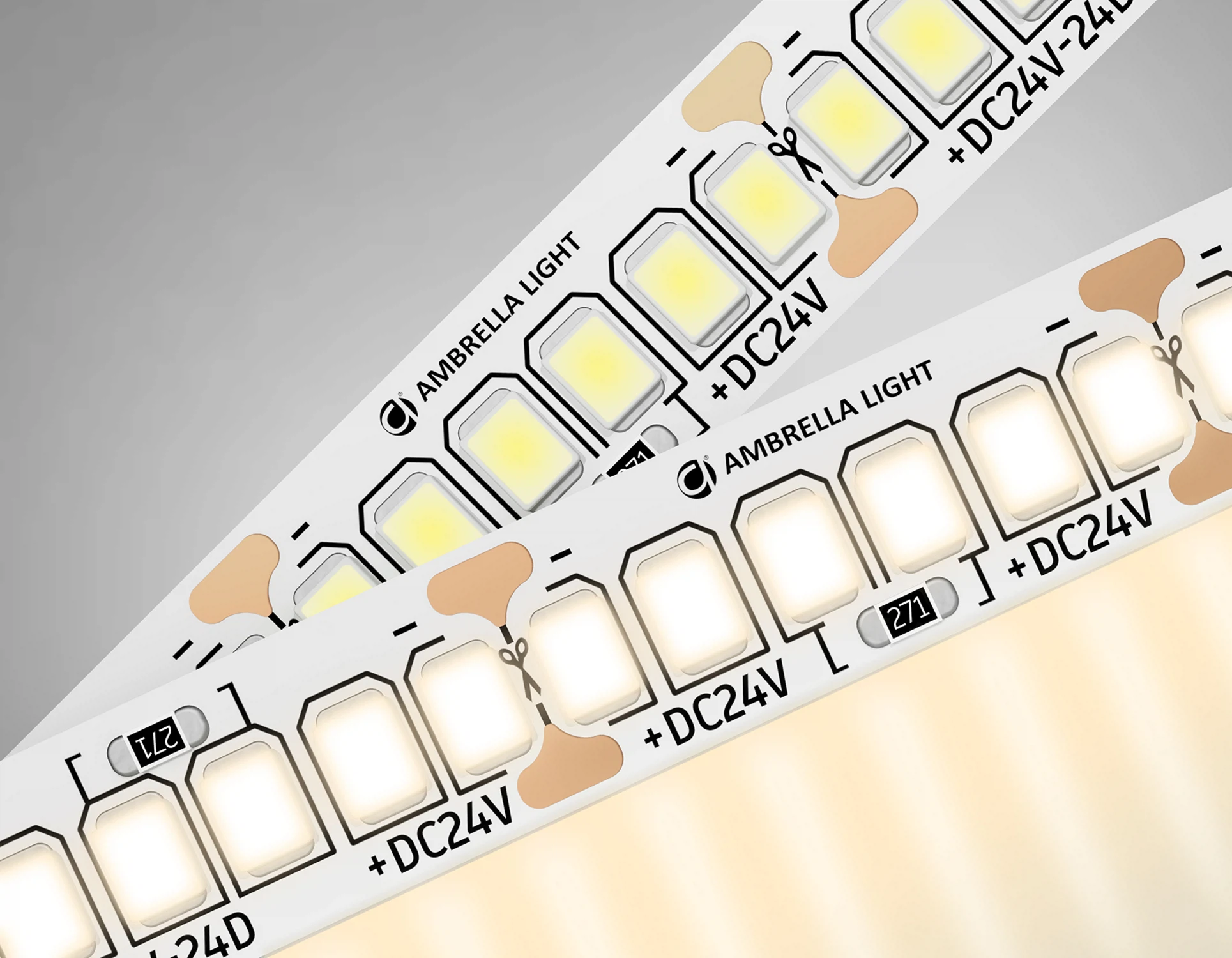 Изображение товара Светодиодная лента AMBRELLA LIGHT GS3501 2835 240Led /22W m/ 24V IP20 3000K/ 5000*10*1.2mm/ кратность резки 25mm (2 конт.)