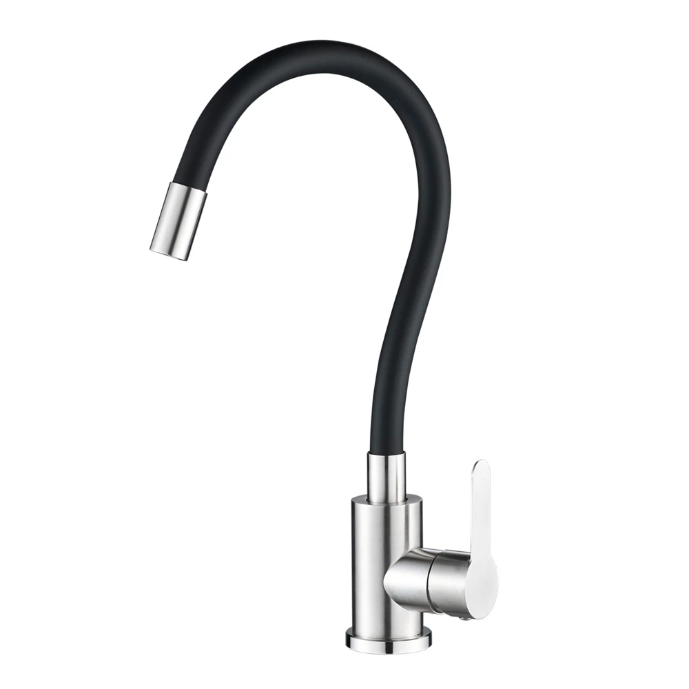 Изображение товара Смеситель для кухни с гибким изливом WesnaArt EKO EKO05-140, сатин/черный