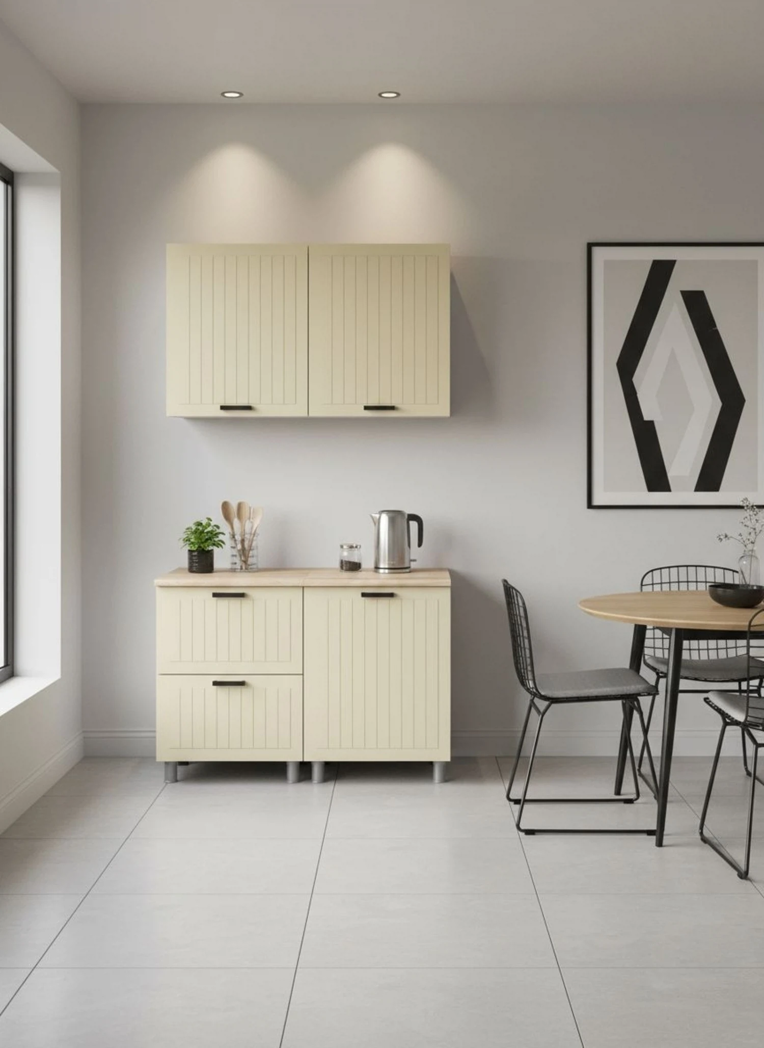 Изображение товара Кухня 1,2м Арника мебель Орхидея крем с МДФ фасадом и белым корпусом