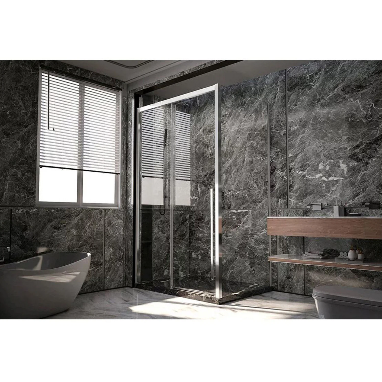 Изображение товара Боковая панель для душевого уголка Veconi Premium Trento SP-30CH стекло 900х2000 мм хром