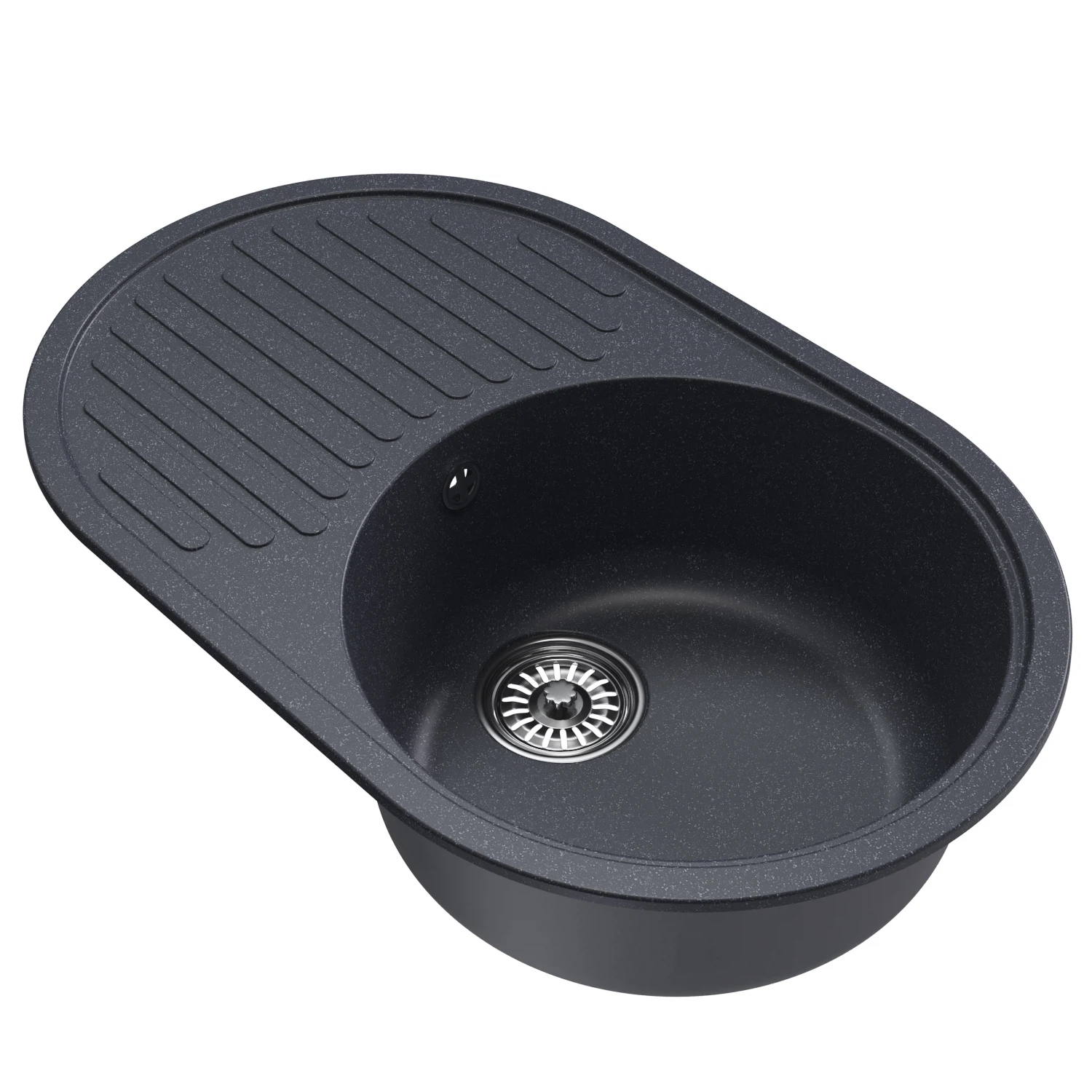 Изображение товара Мойка кухонная из искусственного мрамора ML-GM16 овальная антрацит с крылом