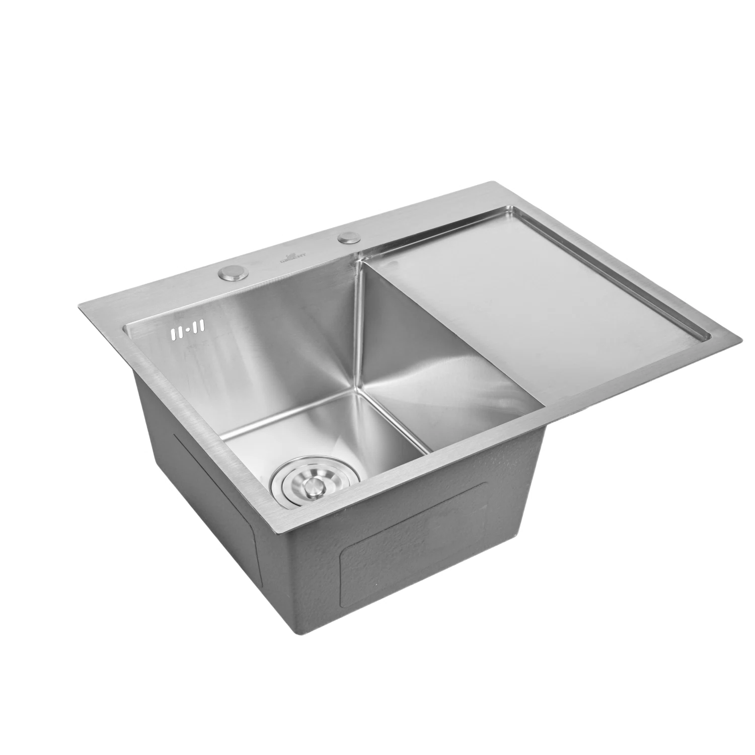 Изображение товара Кухонная мойка из нержавеющей стали WISENT WS37851B-L, врезная, сатин, слева