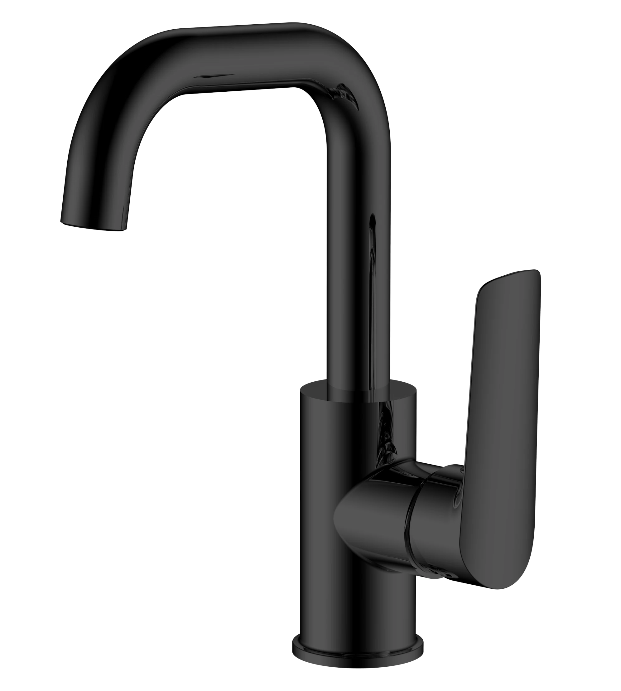 Изображение товара Рычажный смеситель для умывальника ESKO Lagos Black с длинным поворотным изливом
