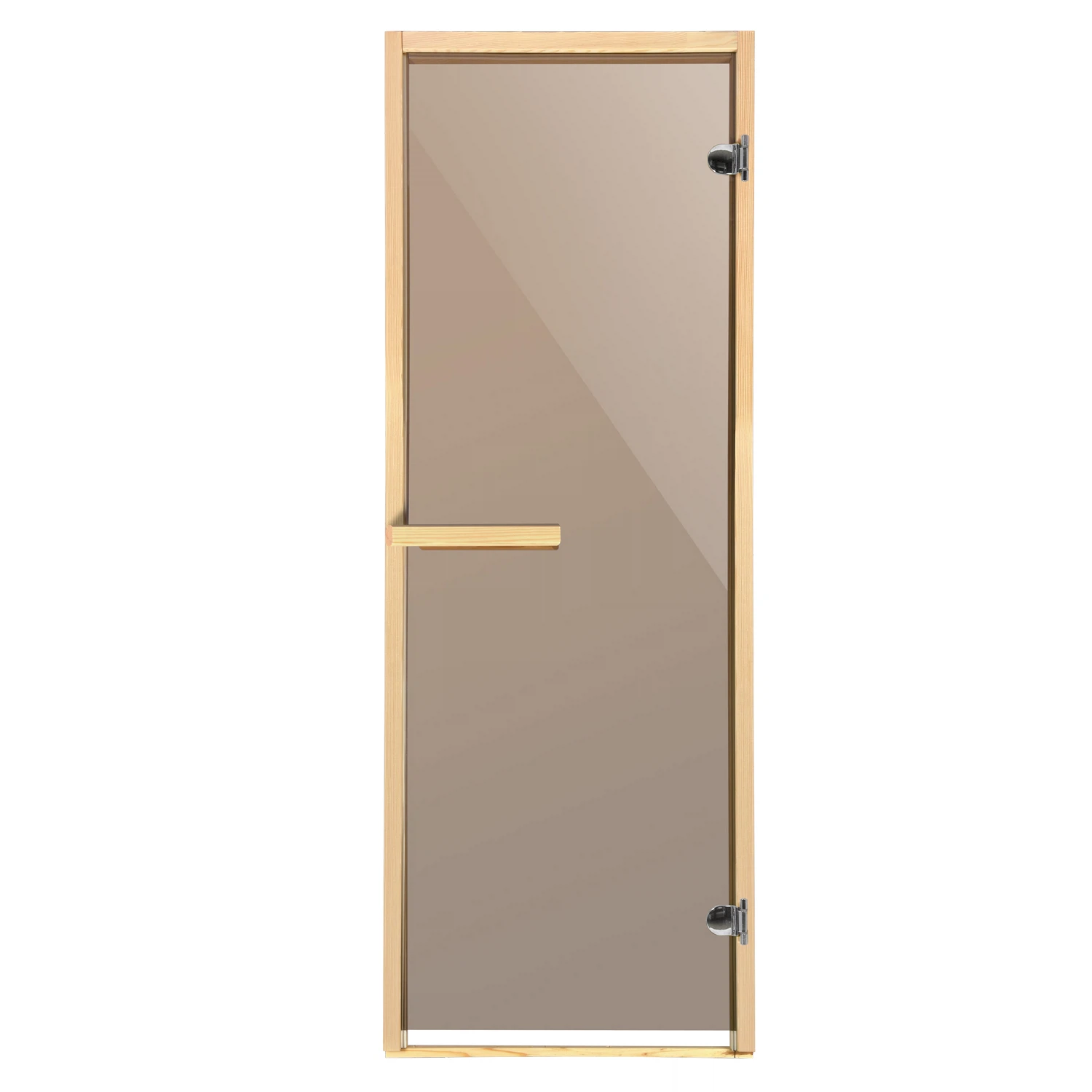 Изображение товара Дверь из стекла, 1,9х0,68м, бронза тонированная, прозрачная, 6мм, короб из лиственных пород, 2 петли