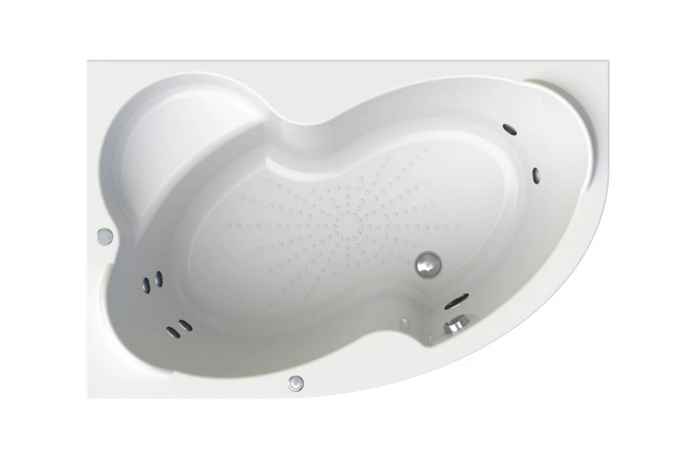 Изображение товара Акриловая ванна Ирма левая 169x110 см с гидромассажем и антискользящим покрытием