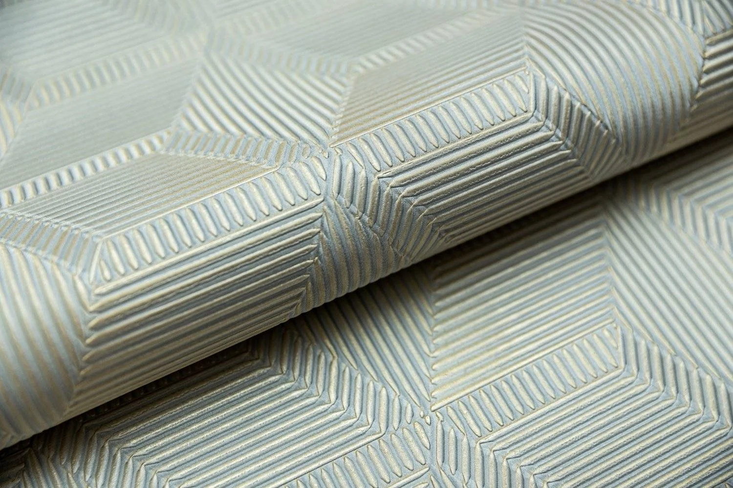 Изображение товара Обои виниловые Kerama Marazzi Геометрия голубой золотой 10м x 1,06м