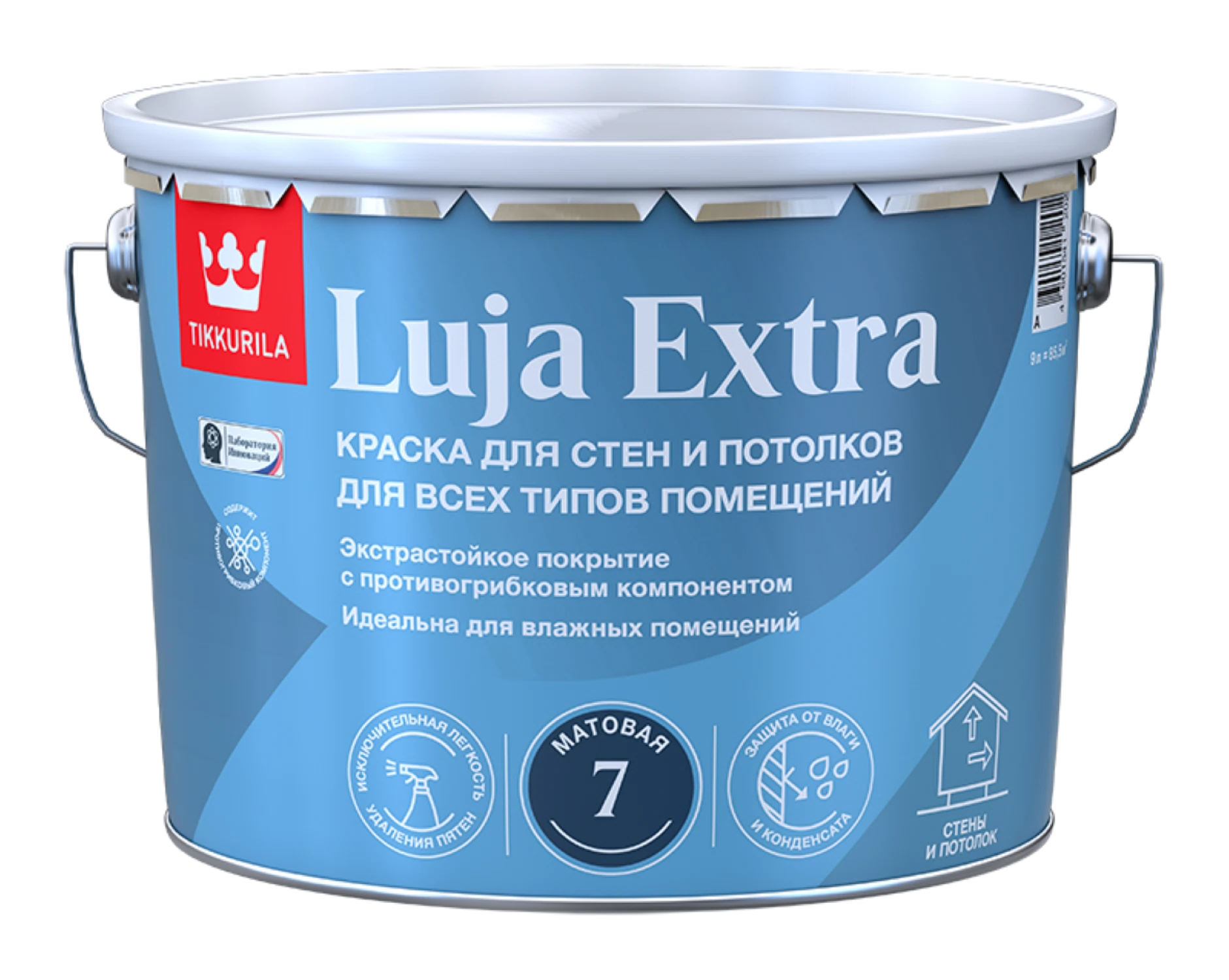 Изображение товара Краска для влажных помещений TIKKURILA LUJA EXTRA 7 акриловая матовая 9 л