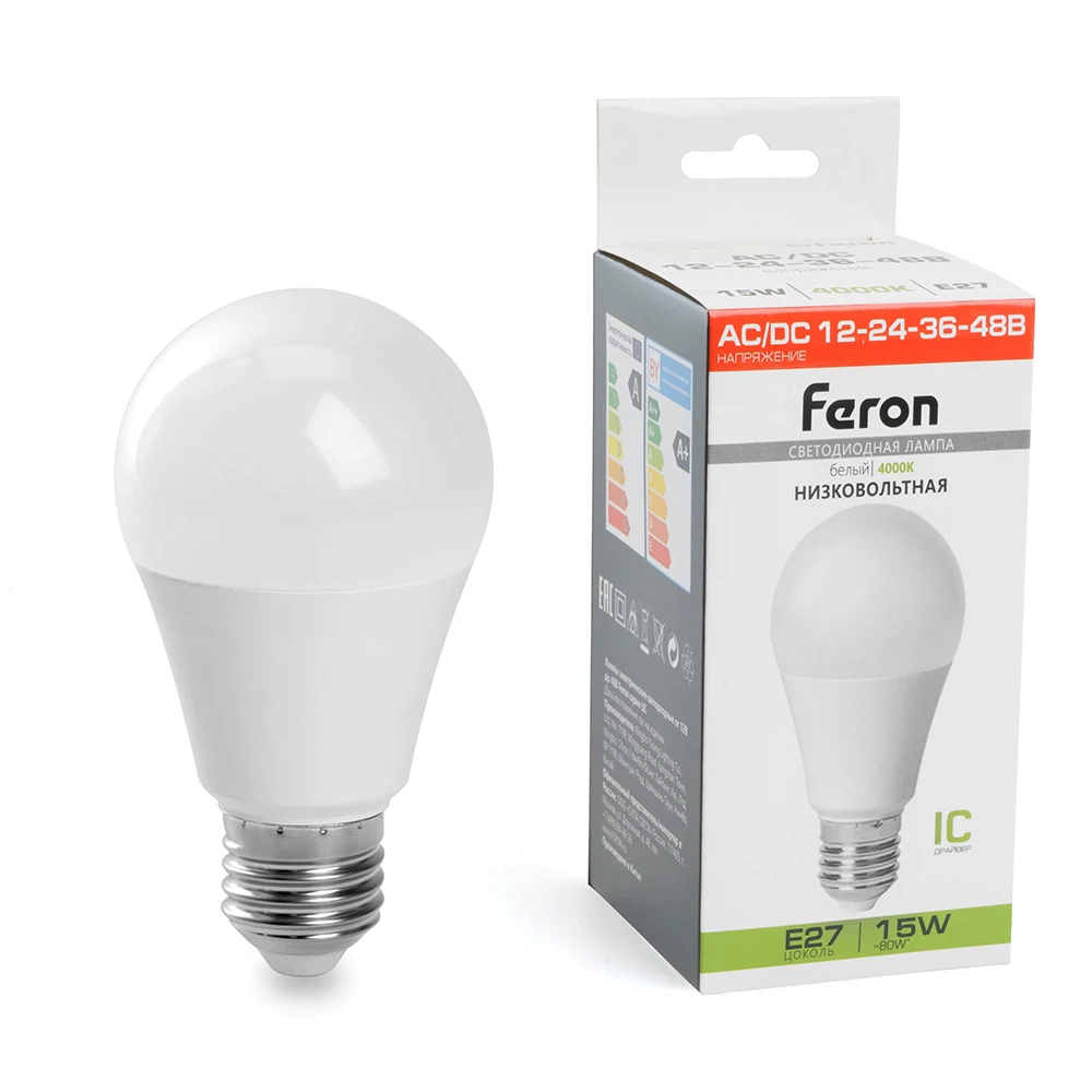Изображение товара Лампа светодиодная низковольтная Feron LB-194 Шар E27 15W 12-48V 4000K