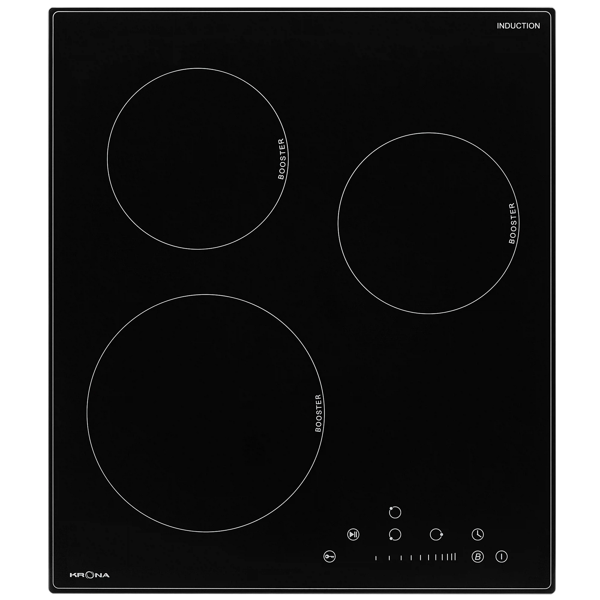 Изображение товара Индукционная варочная панель KRONA FORTE 45 BL 3 конфорки встраиваемая 45 см