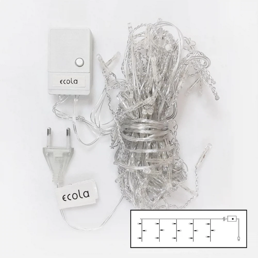 Изображение товара Ecola LED гирлянда 220V IP20 бахрома 3м 80LED 4000K 8 режимов