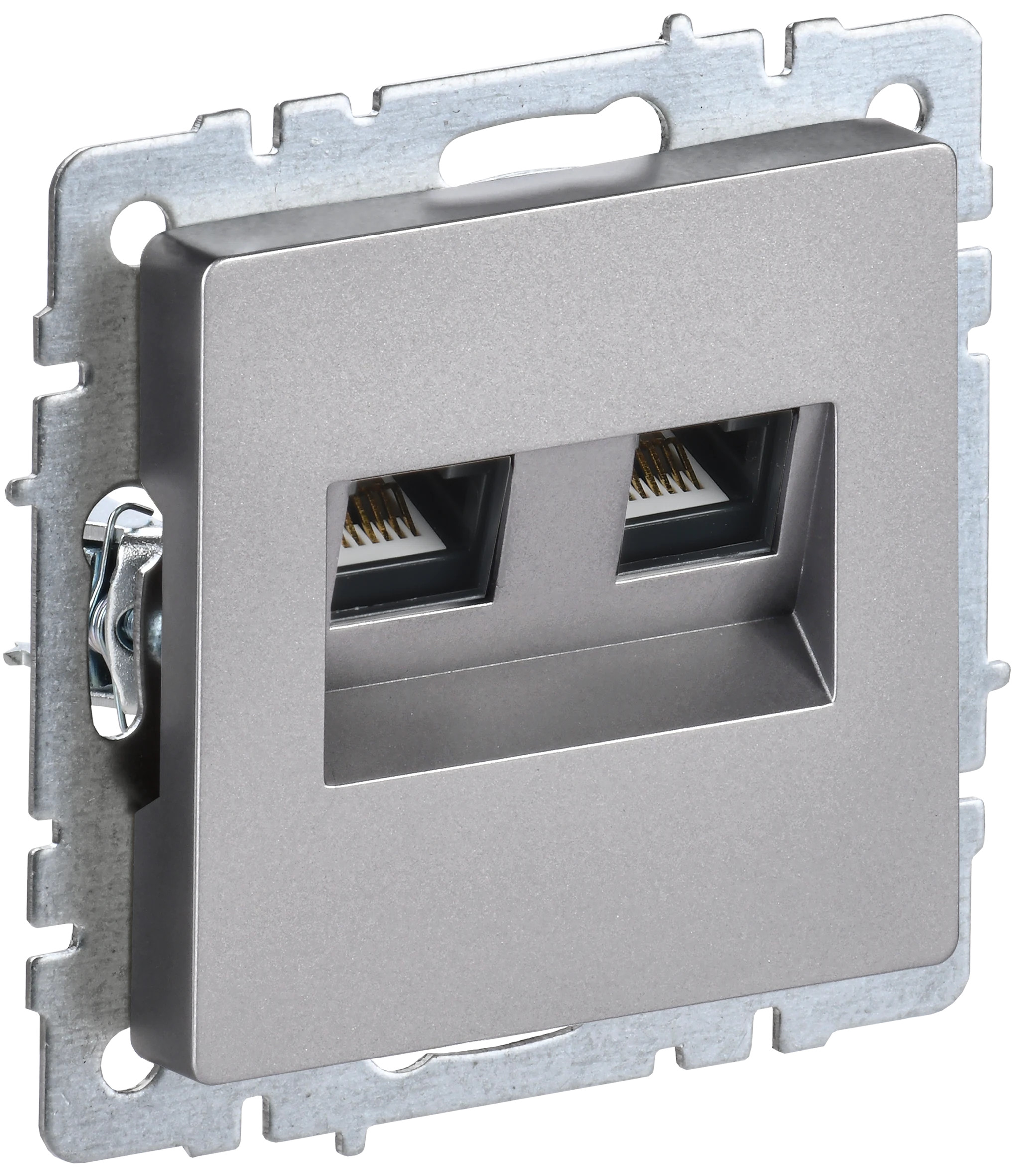 Изображение товара Розетка комп. 2-ая RJ45 IEK BRITE BASE Сталь кат.6 РК11-2-БрС.