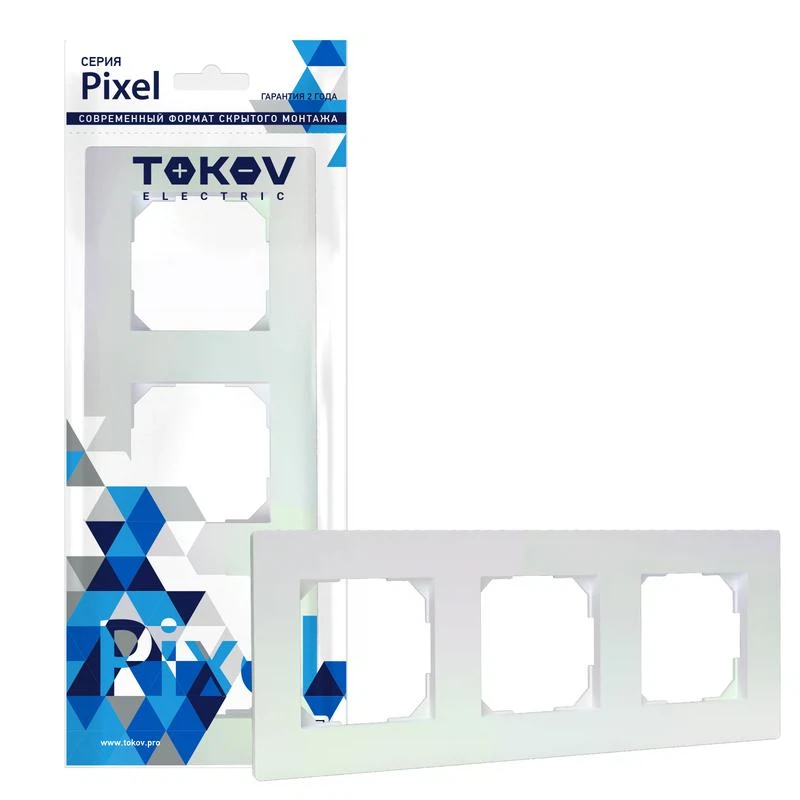 Изображение товара Рамка 3-м Pixel универс. перламутр. TOKOV ELECTRIC TKE-PX-RM3-C04