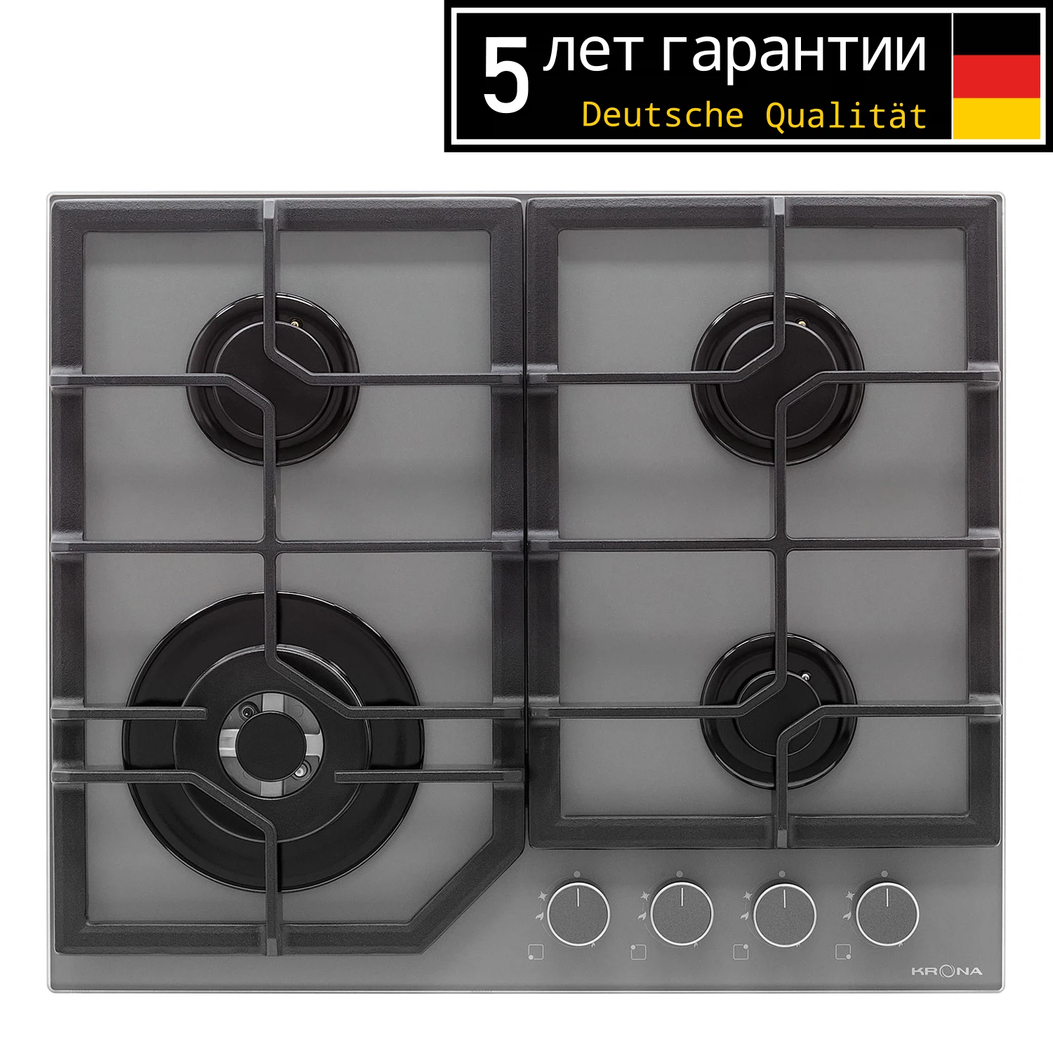 Изображение товара Газовая варочная панель KRONA MYSTERIUM gh 60 GR встраиваемая 60 см 4 конфорки