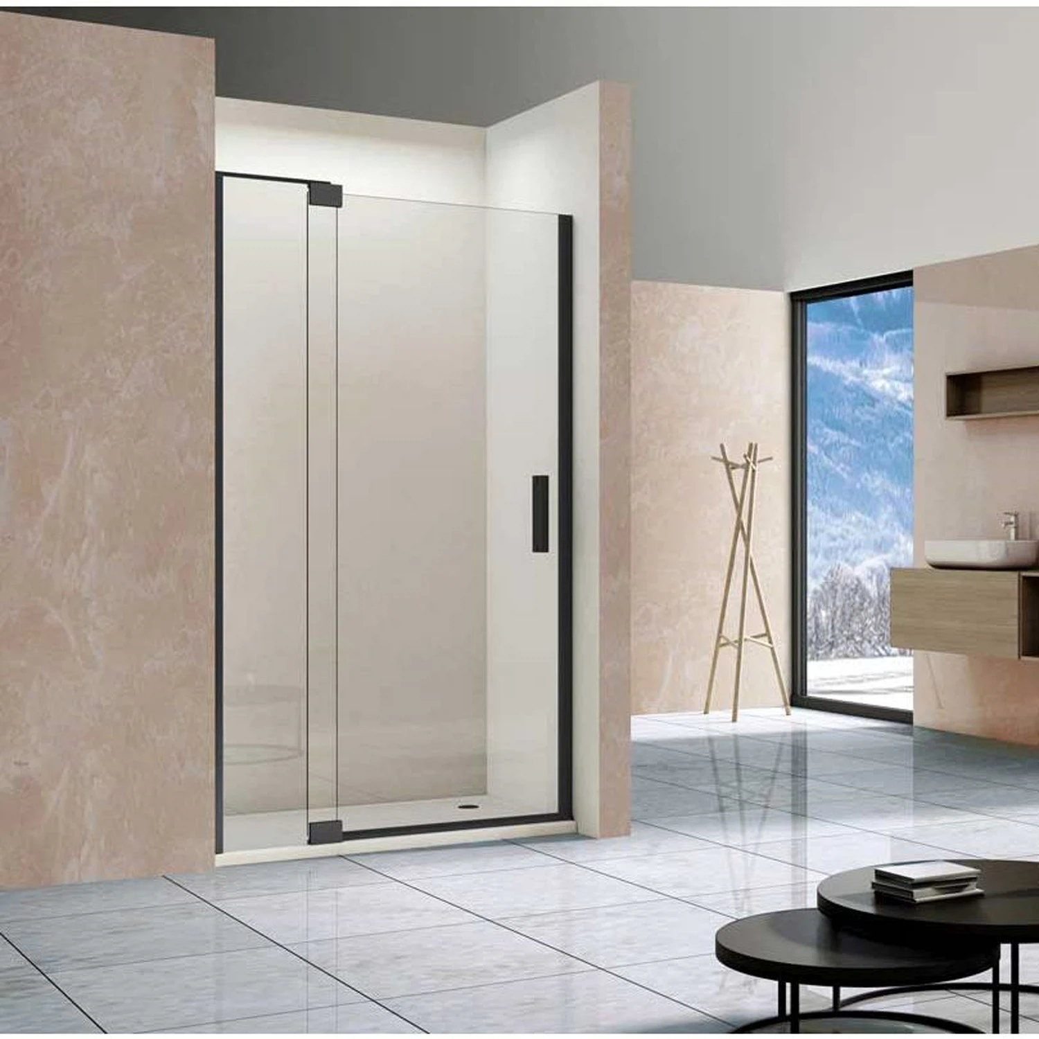 Изображение товара Душевая дверь Vincea Extra VDP-1E8090CLB 80х200 стекло прозрачное алюминиевый профиль