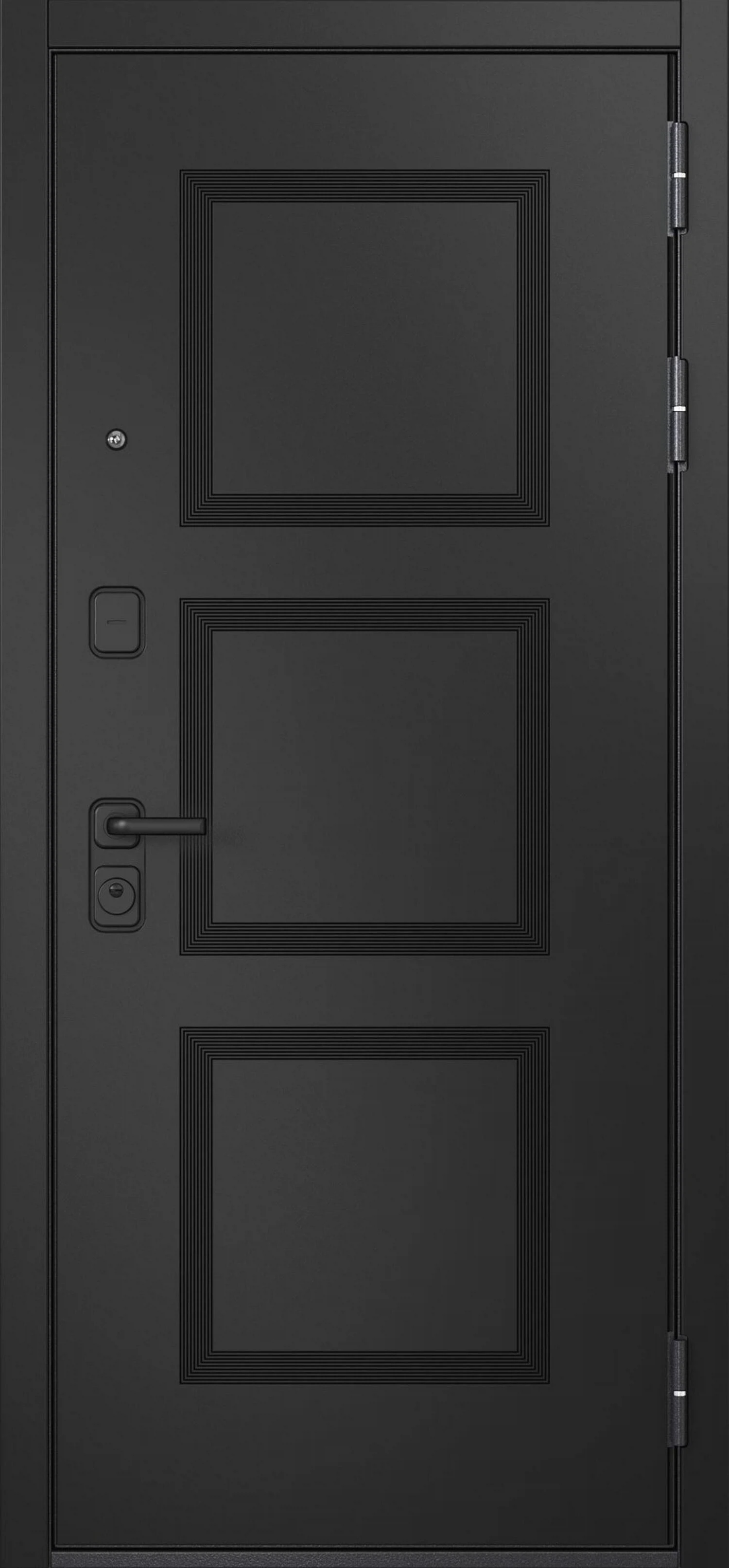 Изображение товара Дверь входная Массив 90, 9S-192 Черный матовый, 9S-189 Белый матовый, 2050*960*100 мм правая + Kale