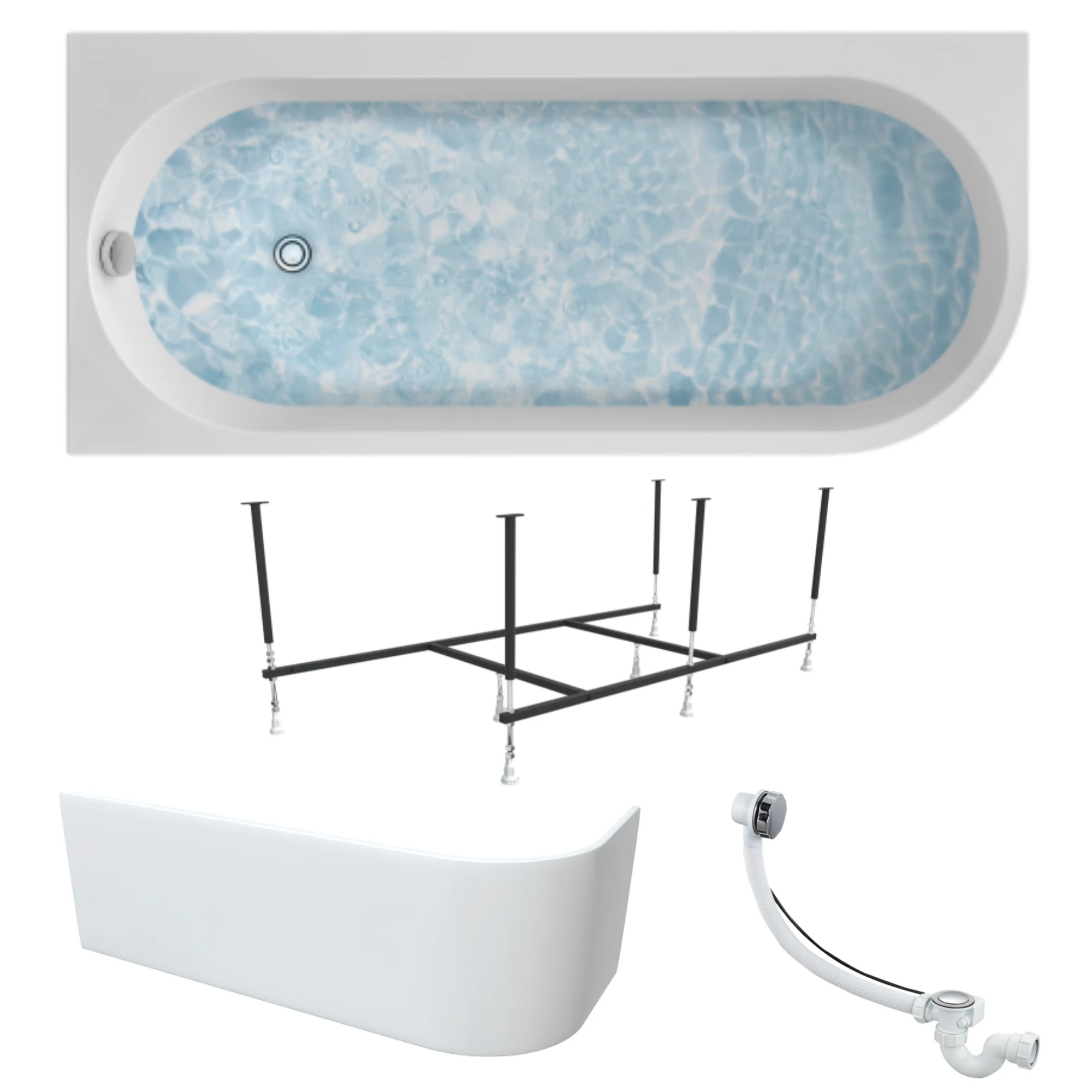 Изображение товара Ванна акриловая 1MARKA ALISA 170х75 в наборе 4в1:ванна левая,панель,каркас,слив-перелив 01али1775лкп