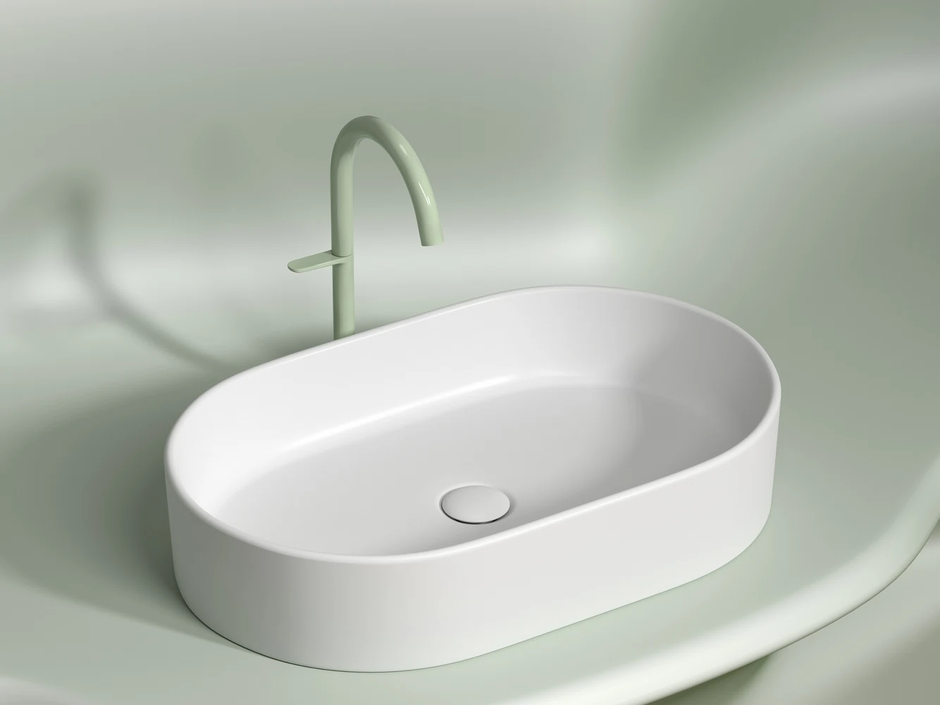 Изображение товара Умывальник накладной овальный Element белый матовый 608x385x122 мм