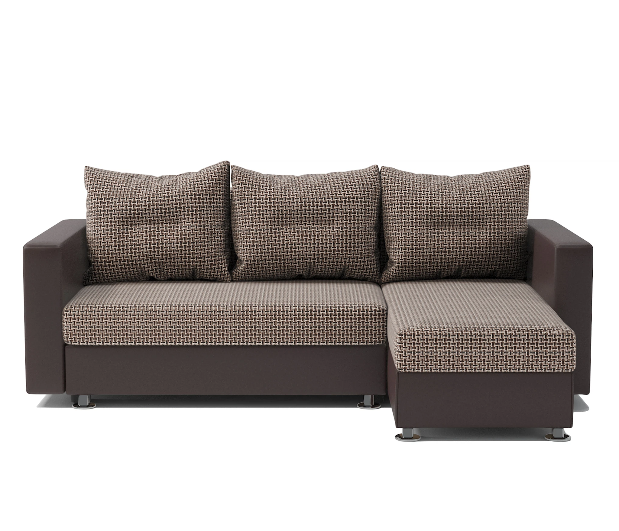 Изображение товара Угловой диван Ария правый Корфу коричневый и экокожа шоколад стильное решение для интерьера