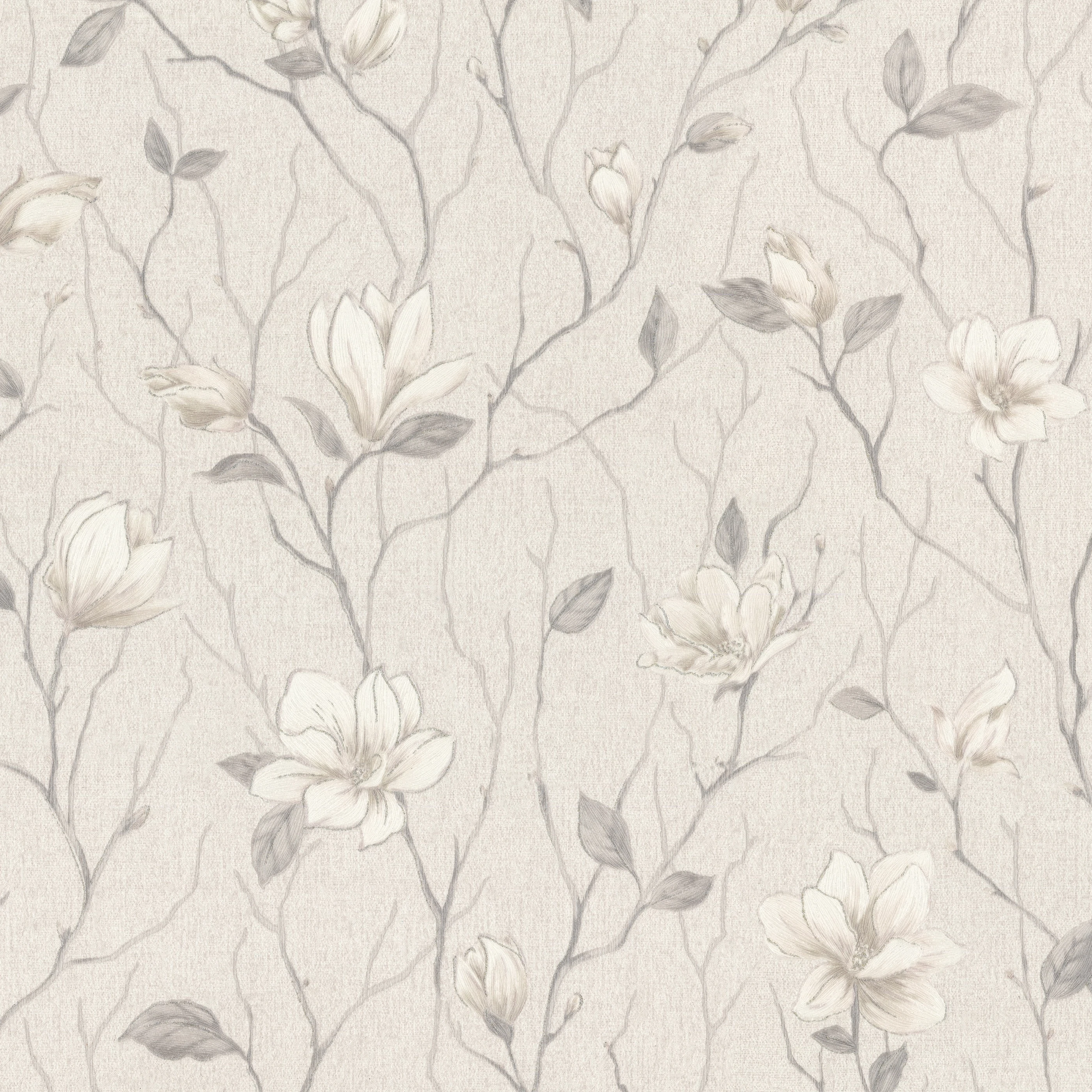 Изображение товара Обои флизелиновые Euro Decor Магнолия бежевые классика с узором и блеском